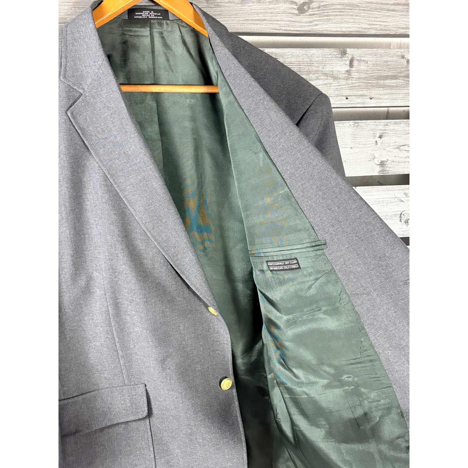 Vtg David Taylor Mens Gray Wool Blend Blazer Sport Coat 44R Gold Buttons NEW NWT