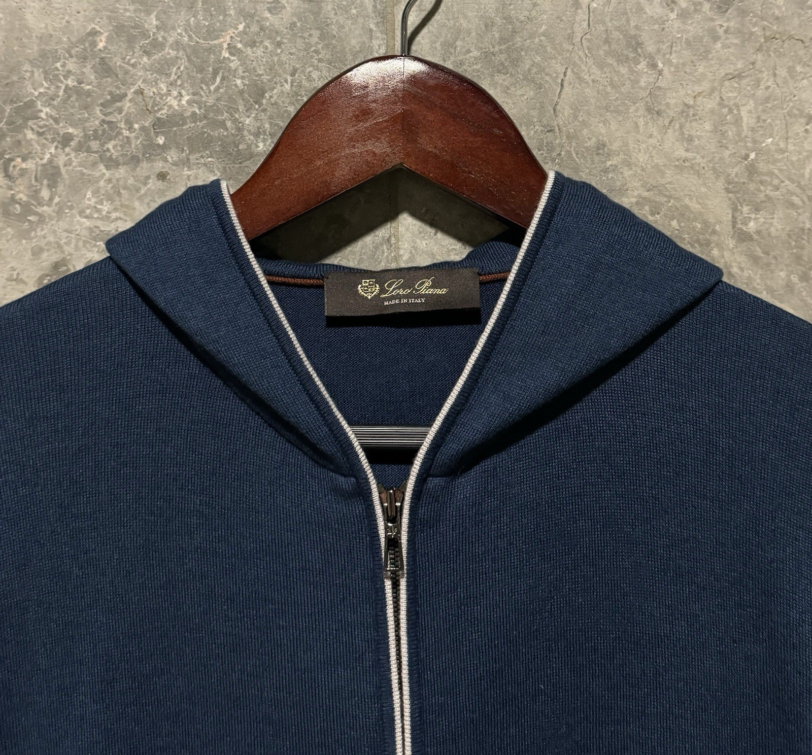 LORO PIANA ‘Hood Leasure Bomber’ Cashmere Cotton Hoodie Jacket Large $2680+ NEW