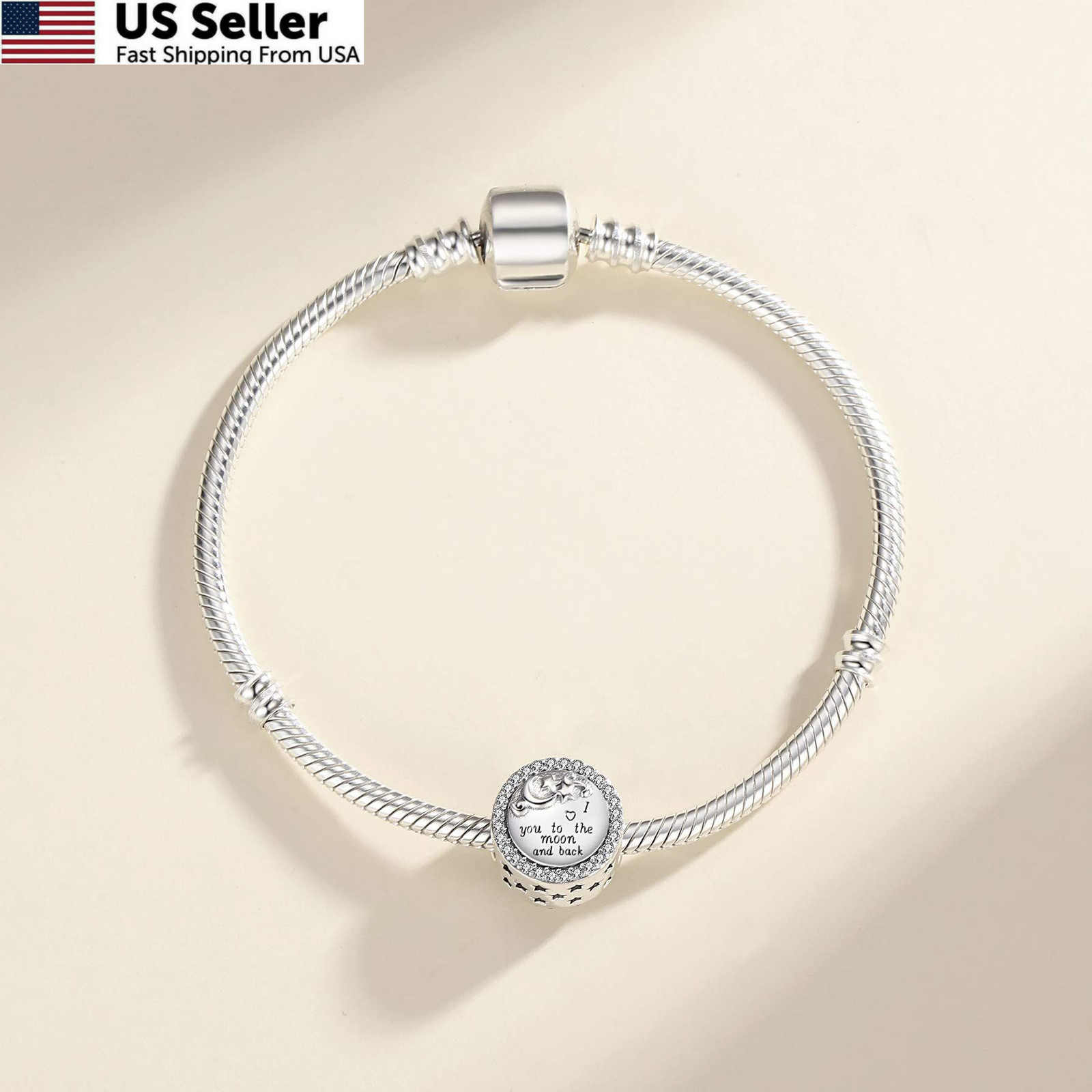 Linorui 925 Sterling Silver 0.86 inches, I Love You to The Moon and Back