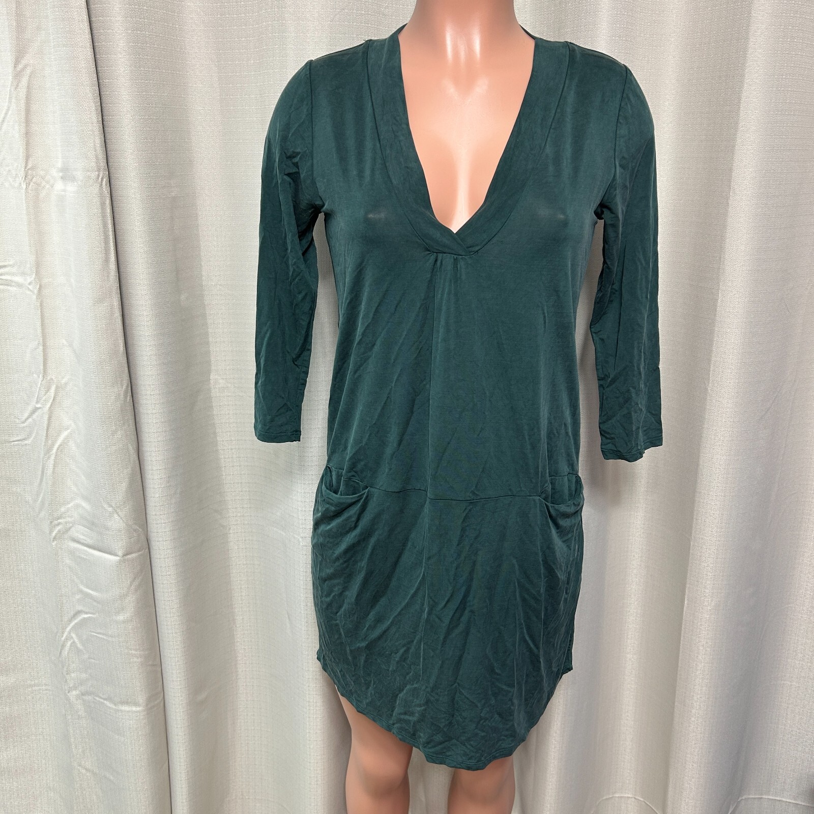 Dolan Left Coast Collection V-Neck Tegan Tunic Dress Women’s Size XS Green Cupro
