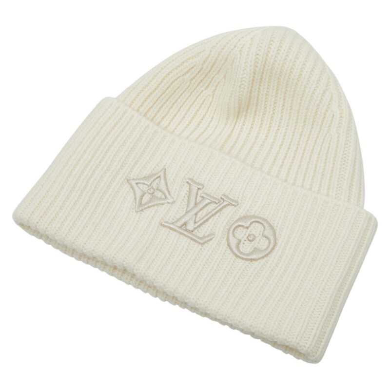 Louis Vuitton LV Headline Knit Cap Knit Hat Beanie Size S M77873 Bron White Wool