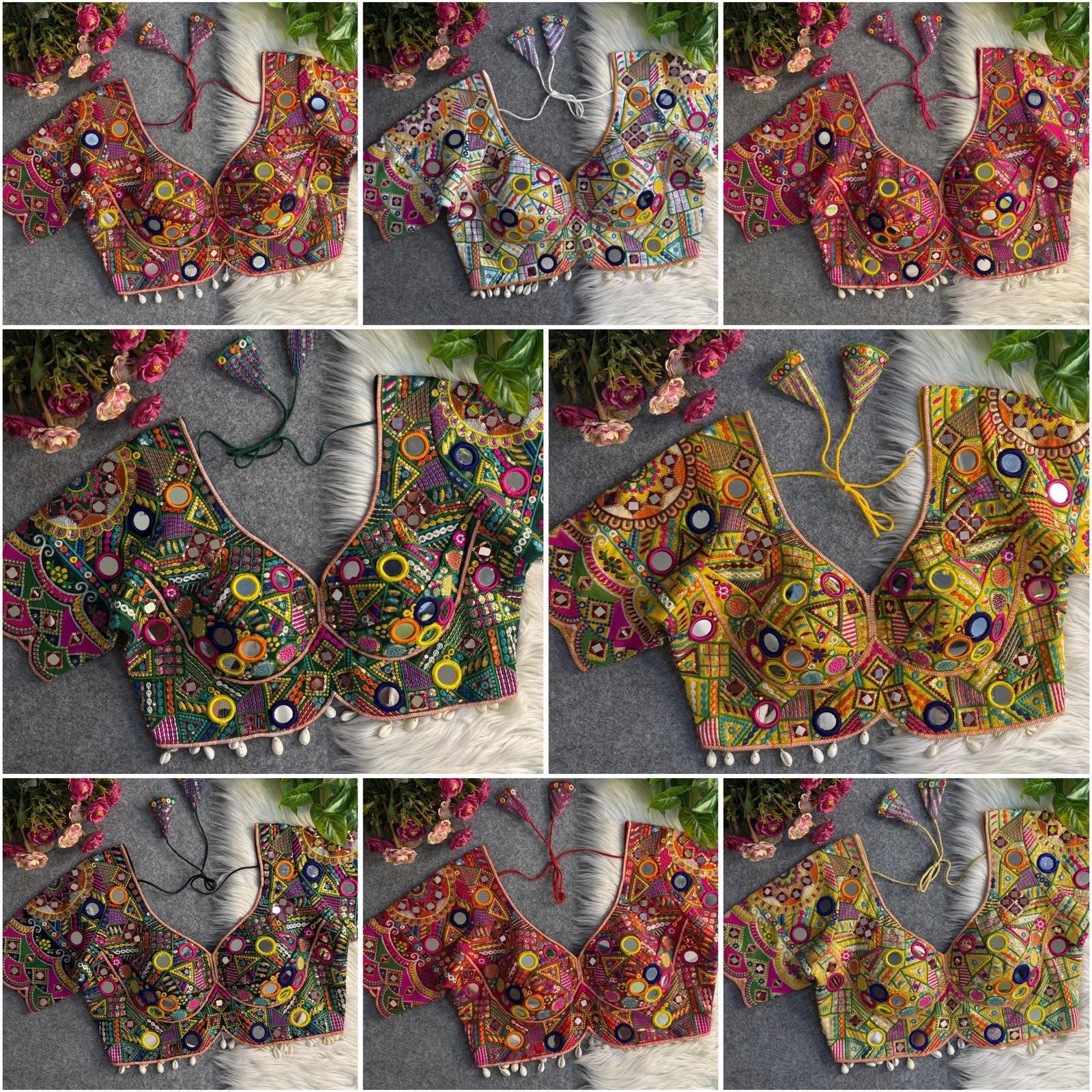 Women Handmade Mirror Work Blouse Embroidered Indian Choli Size 38 40 42
