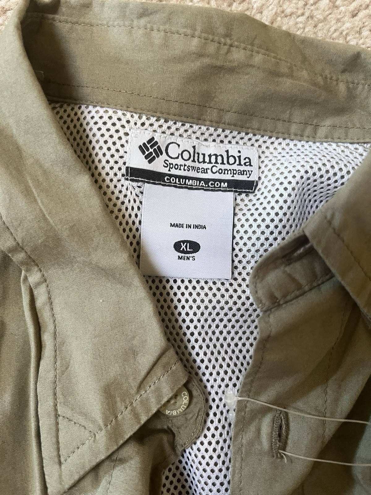 Columbia Men’s PFG Short Sleeve Button Down Fishing Shirt Army Green XL NWT