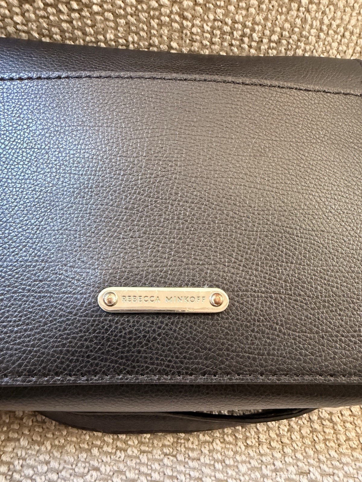 Rebecca Minkoff Mini MAC Black Pebbled Leather Crossbody Bag Silver Hardware