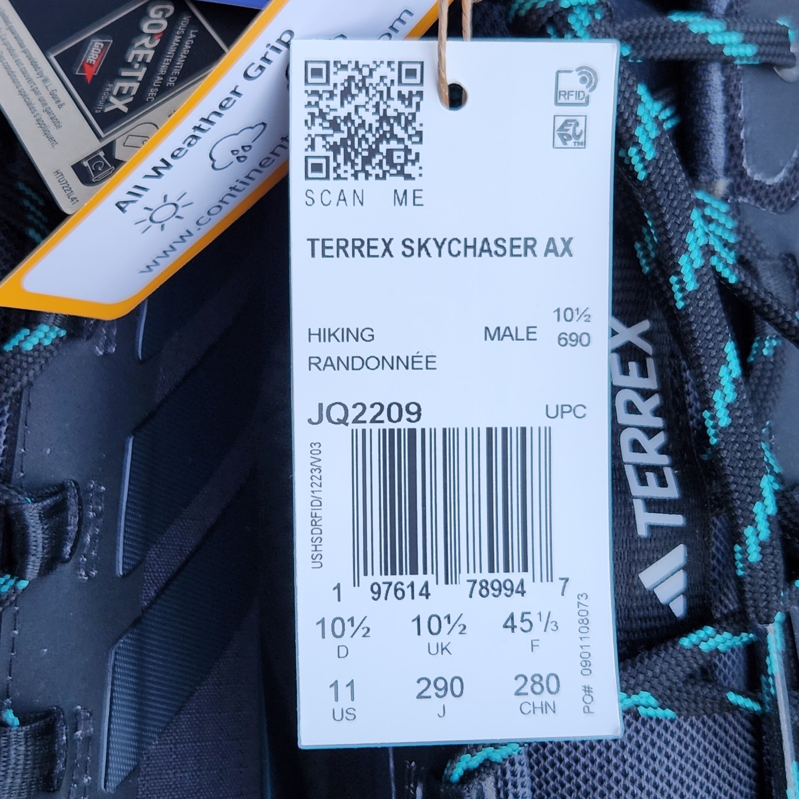 ADIDAS Terrex Skychaser AX5 Gore-tex Hiking Shoes Mens 11 US Blue Green JQ2209