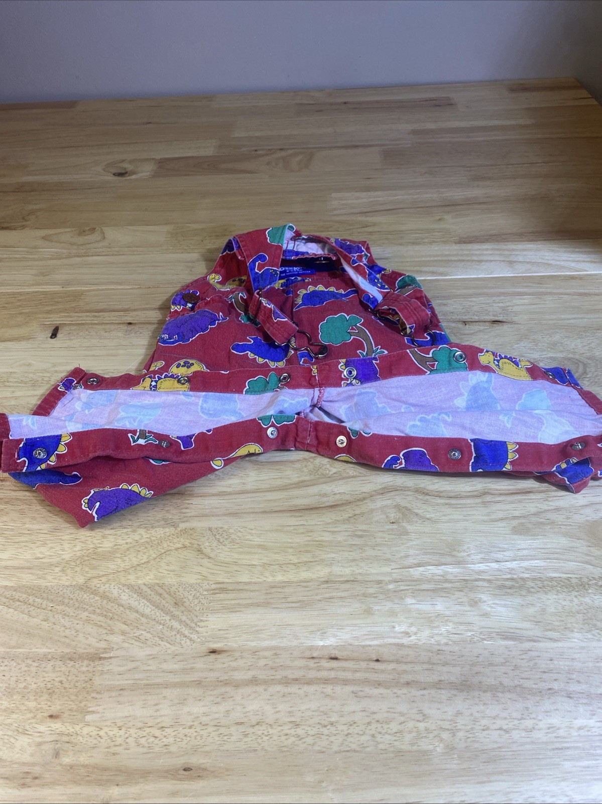 VTG Oshkosh B’Gosh Vestback Red Dinosaur Overalls SZ 18M Paper Tag USA