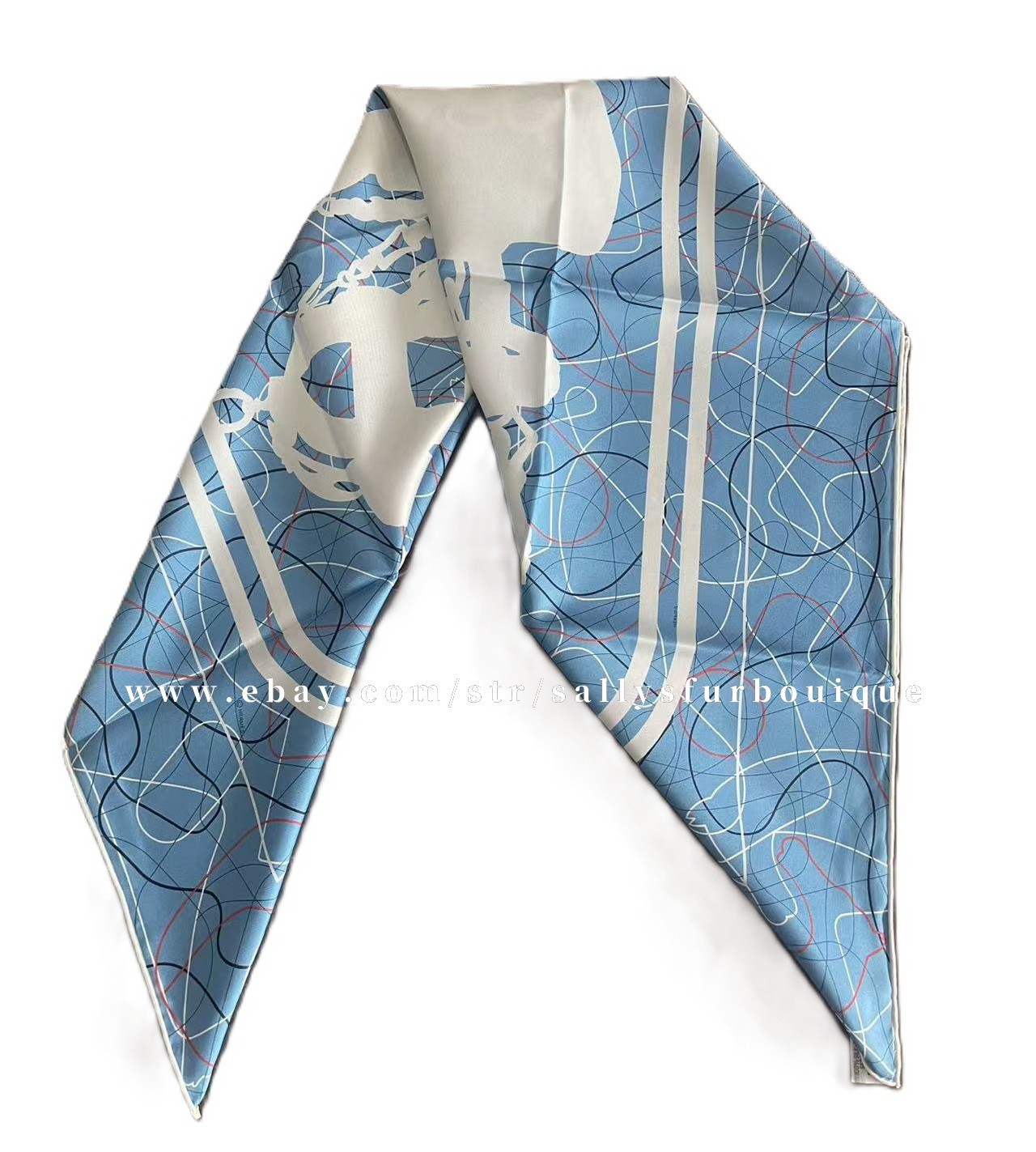 Sallys 18 Momme Heavy Twill Silk Saddle Print Wrap Scarf Double Face Shawl 90cm