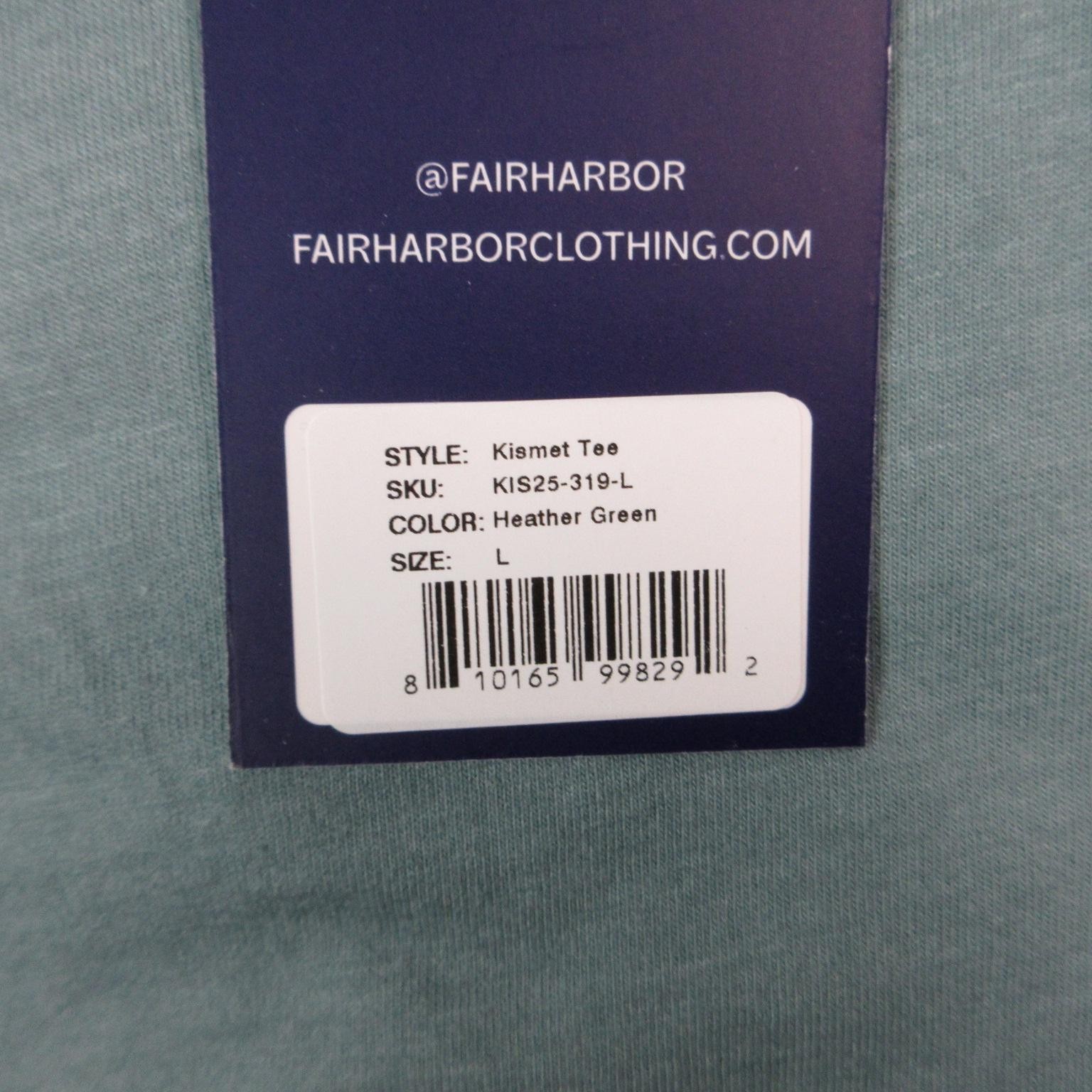Fair Harbor Shirt Mens L Green Kismet Tee Crew Neck Short Sleeve Tagless NWT