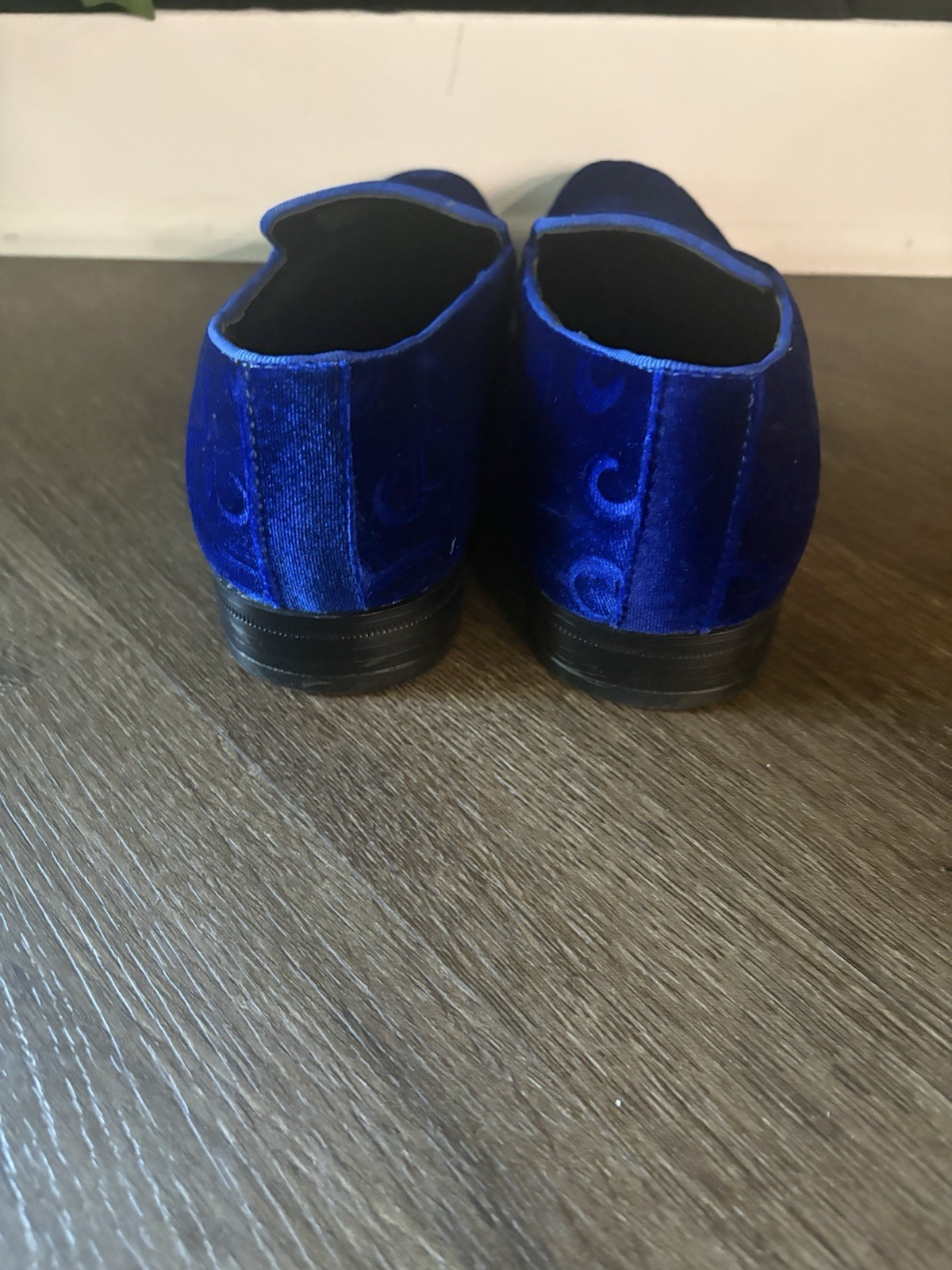 Stacy Adams Blue Suede Embroidered Slip-On Dress Loafers Almond Toe US 7