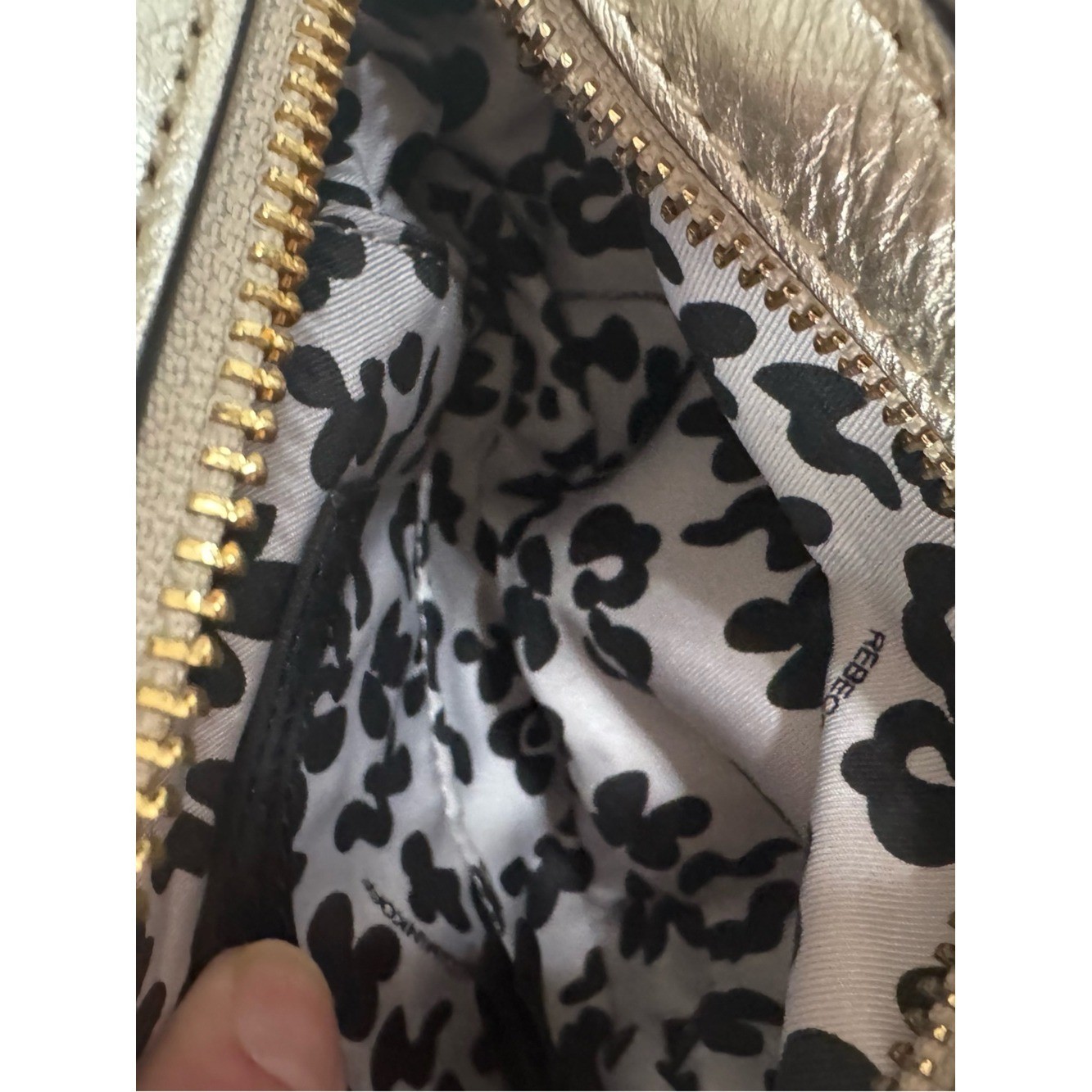 Rebecca Minkoff Gold Metallic Leather Double Zip Mini Saddle Crossbody Bag Y2K