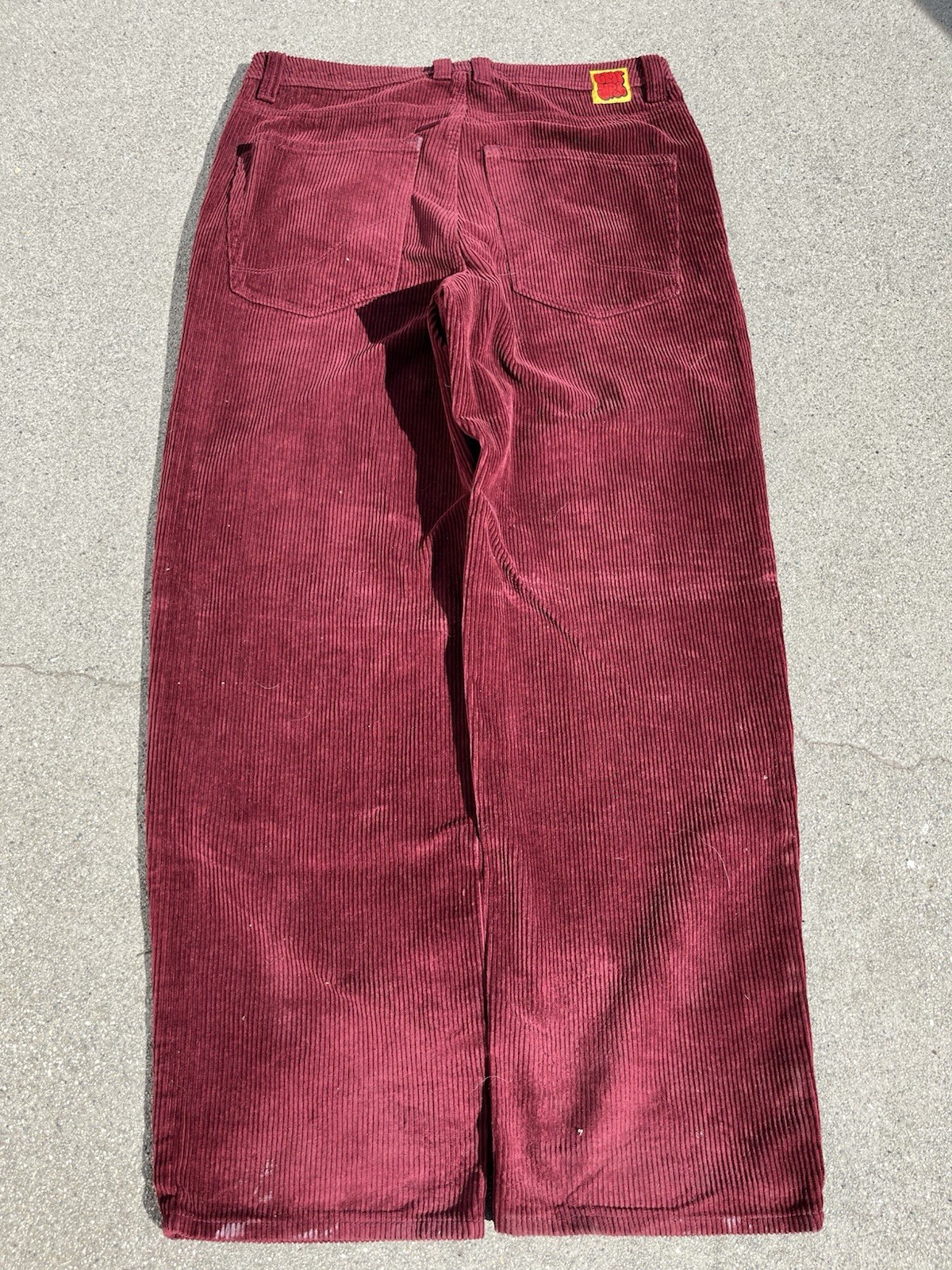 Empyre Men’s Red Corduroy Straight Fit Jeans 5-Pocket Logo Accents