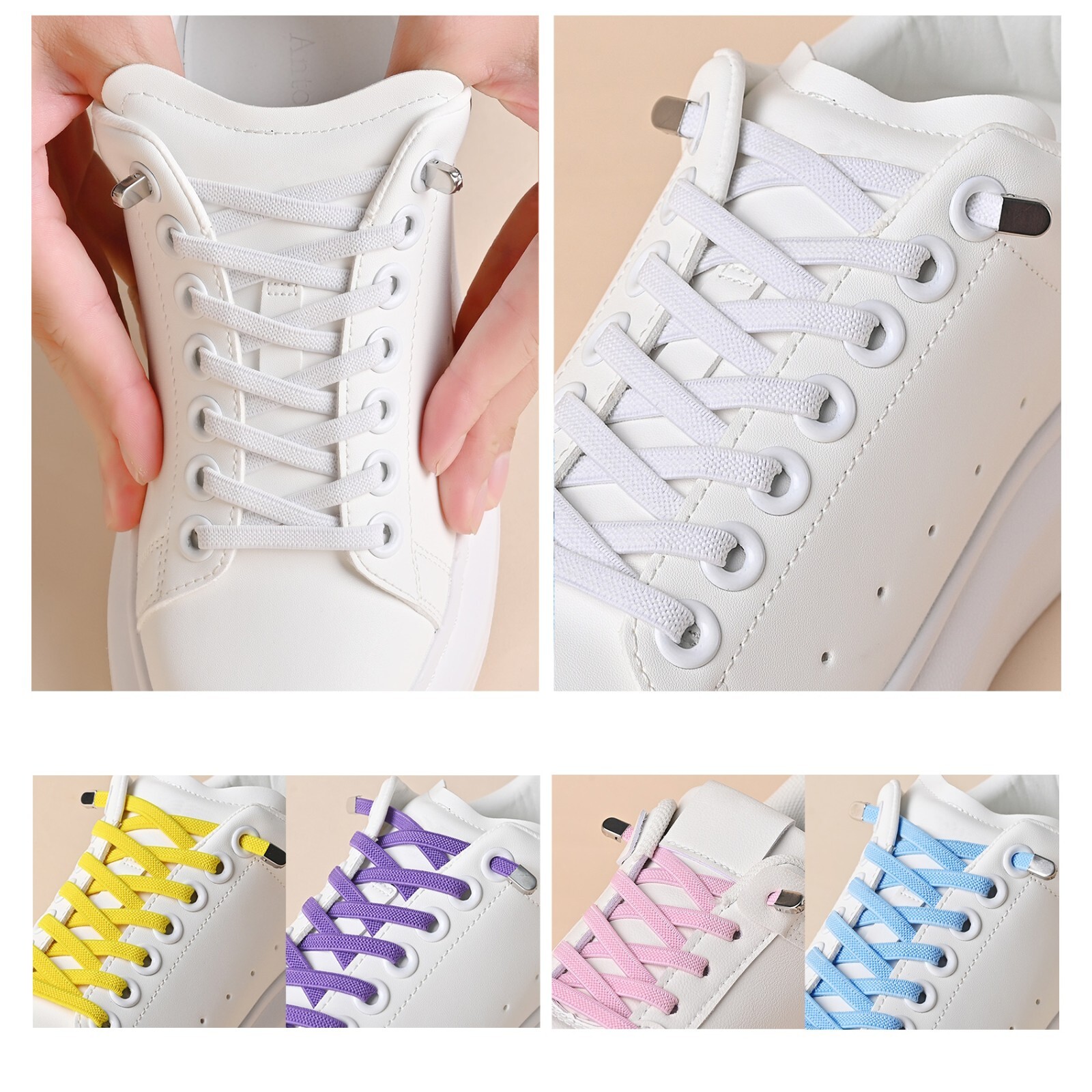 No Tie Flat Elastic Shoelaces Sport Shoe Laces String For Kid Adult Sneakers 1M