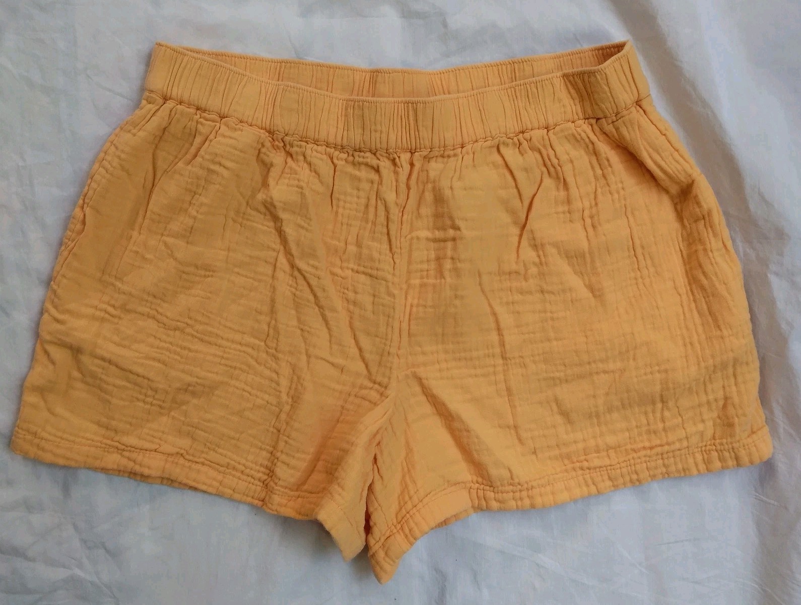 A.N.A Yellow Cotton Gauze Shorts Casual Beach Coastal Cottagecore Women’s Size M