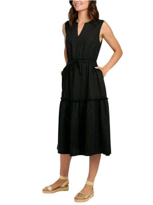 LANDS’ END LYOCELL TIERED LADIES MIDI DRESS.