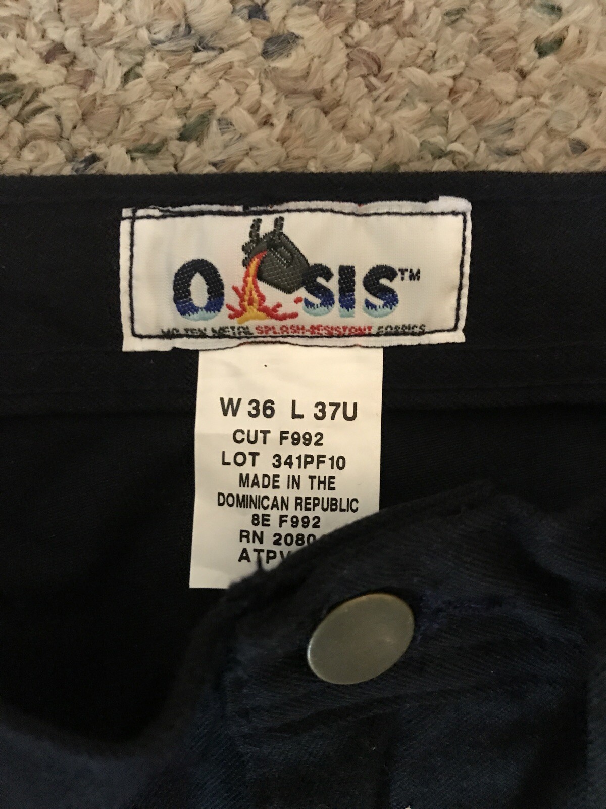 work pants molten metal splash resistant sz 36