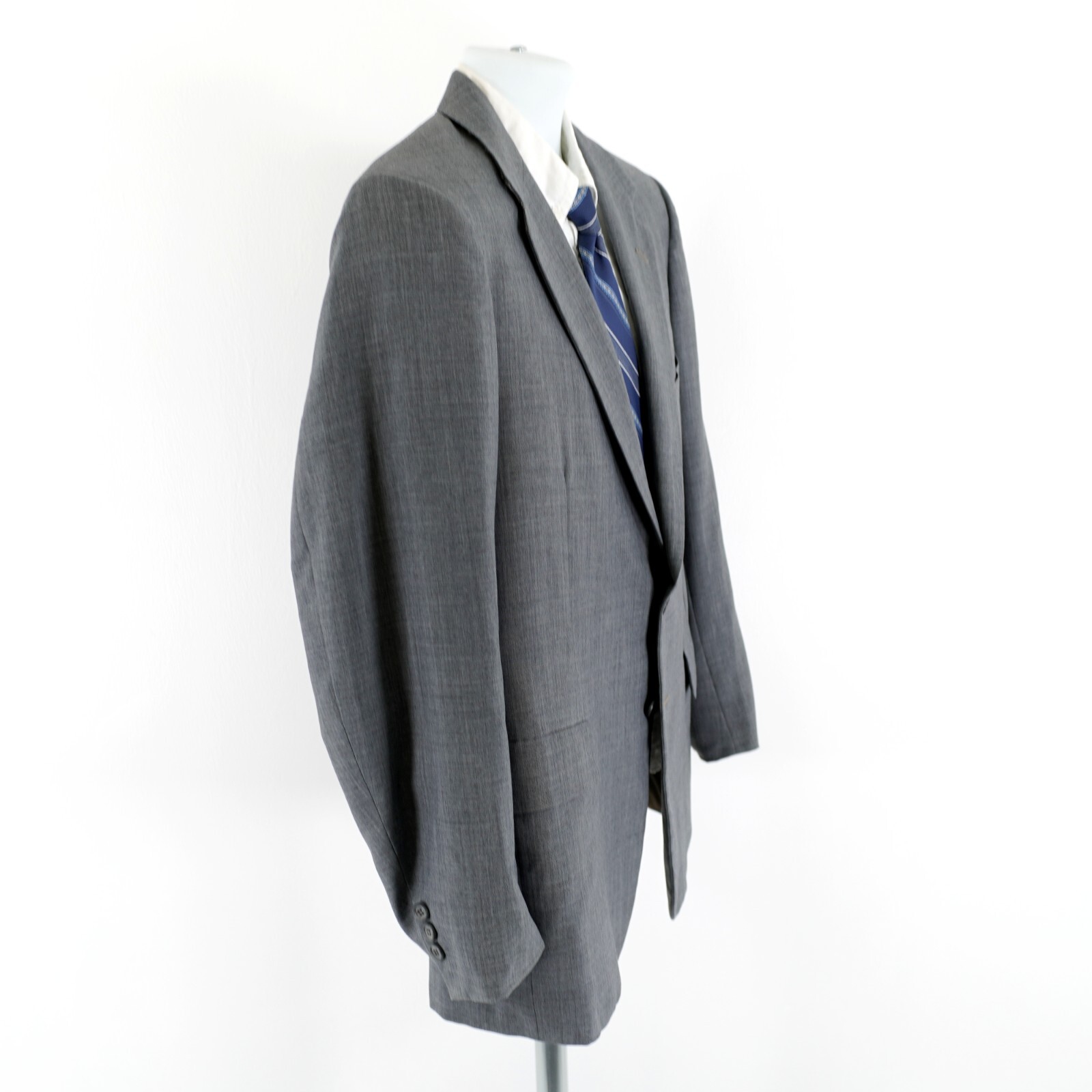 Tom James Gray W/ Hint Of Blue Wool 2 Button Blazer 38S