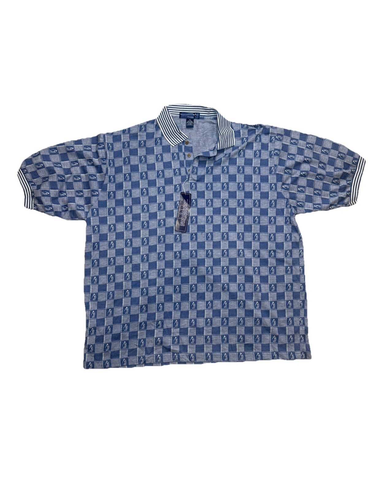 Player’s by Van Heusen Vintage Checkered SS Polo Men’s Size XXL Blue White