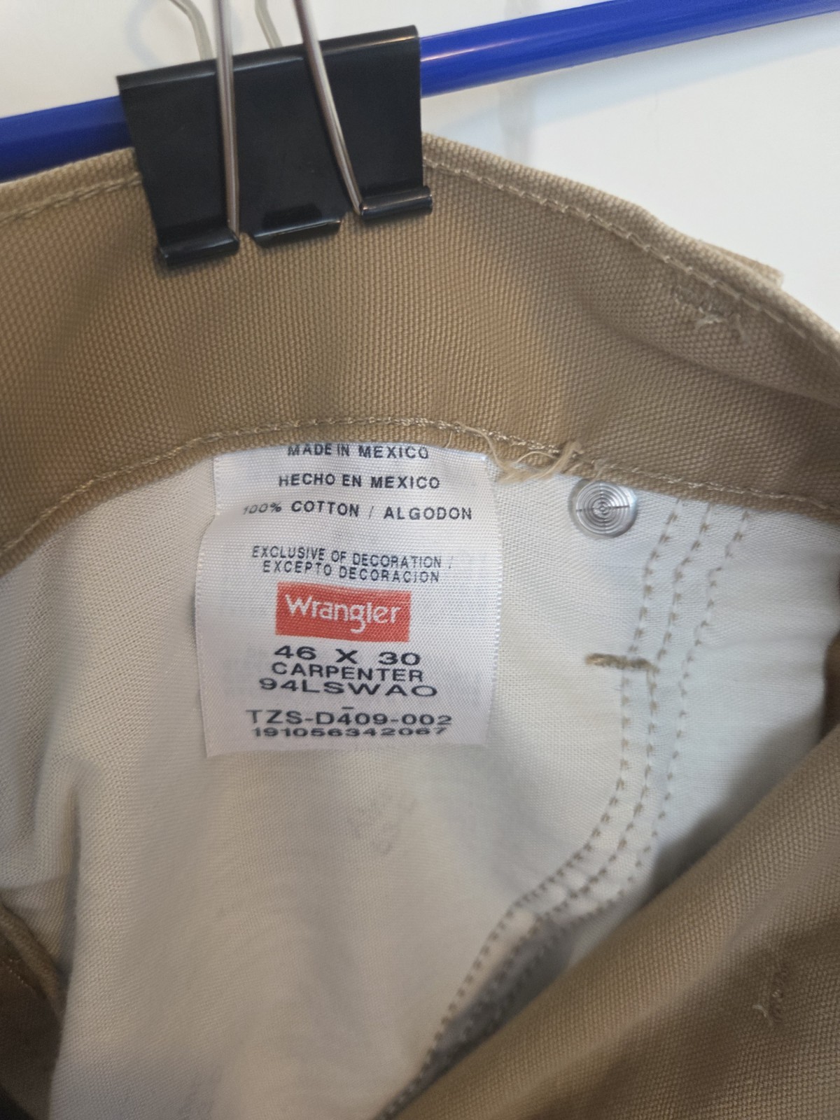 Wrangler Workwear Carpenter Pants Men’s Size 46×30 Brown Relaxed 94LSWAO