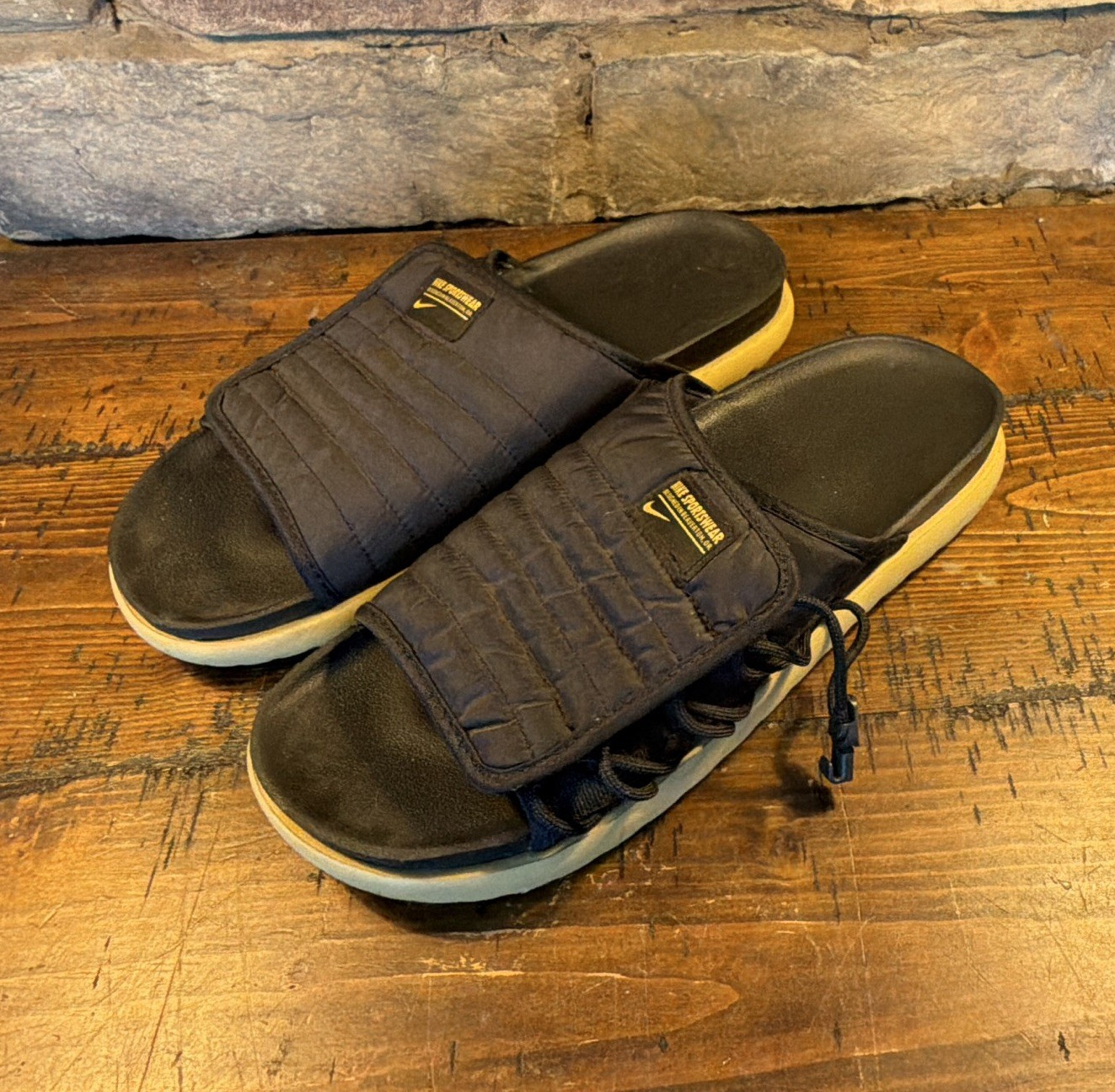 Nike Men’s Black Cushioned Slide Sandals Slip-On Synthetic Upper US 11 EU 45