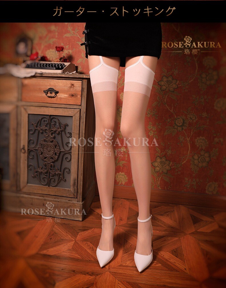 Ultra-thin Silky Sheer Toe Pantyhose Stockings Attached Lace Garter Belt Bridal
