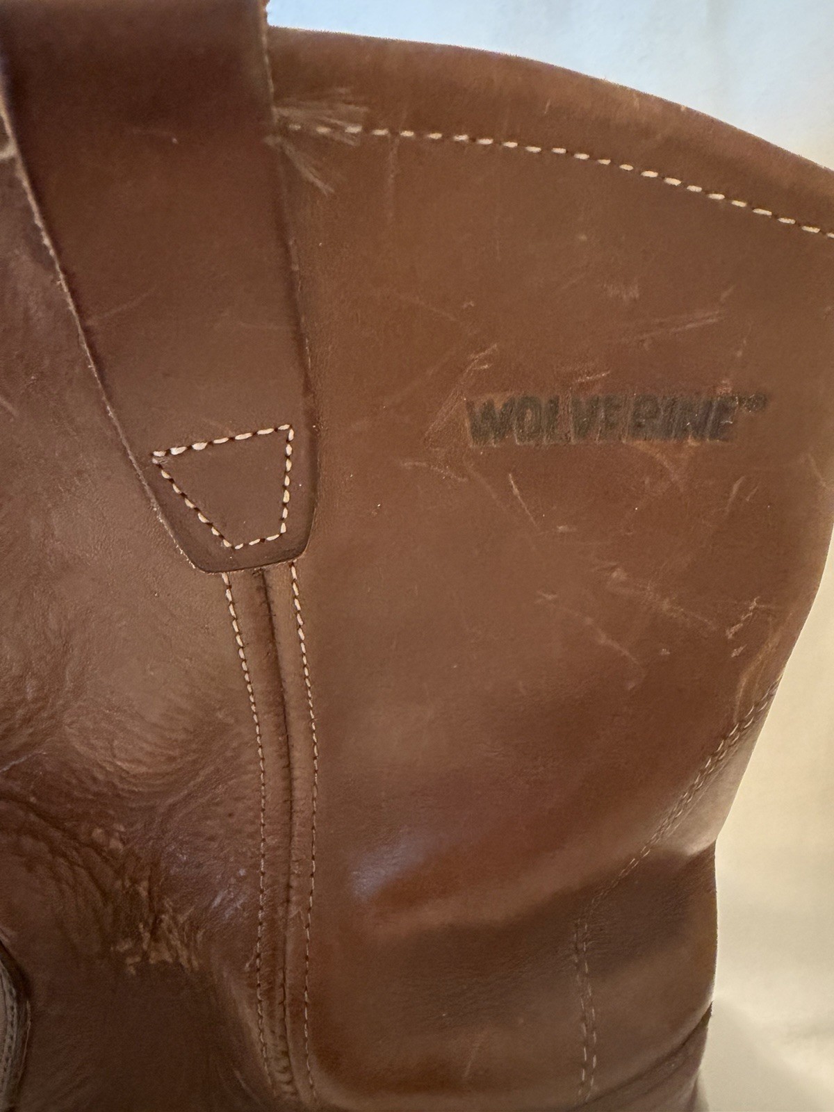 Wolverine Mens Slip & Oil Resistant Brown Leather Work Boots Size 12