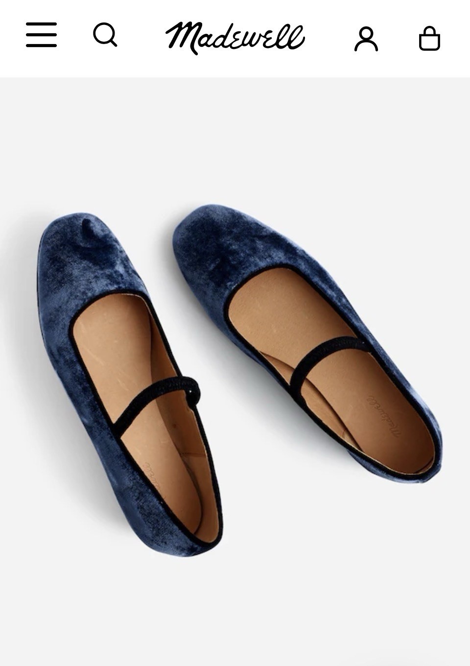 Madewell Women’s Blue Velvet Mary Jane Flats Square Toe Slip-On US 10