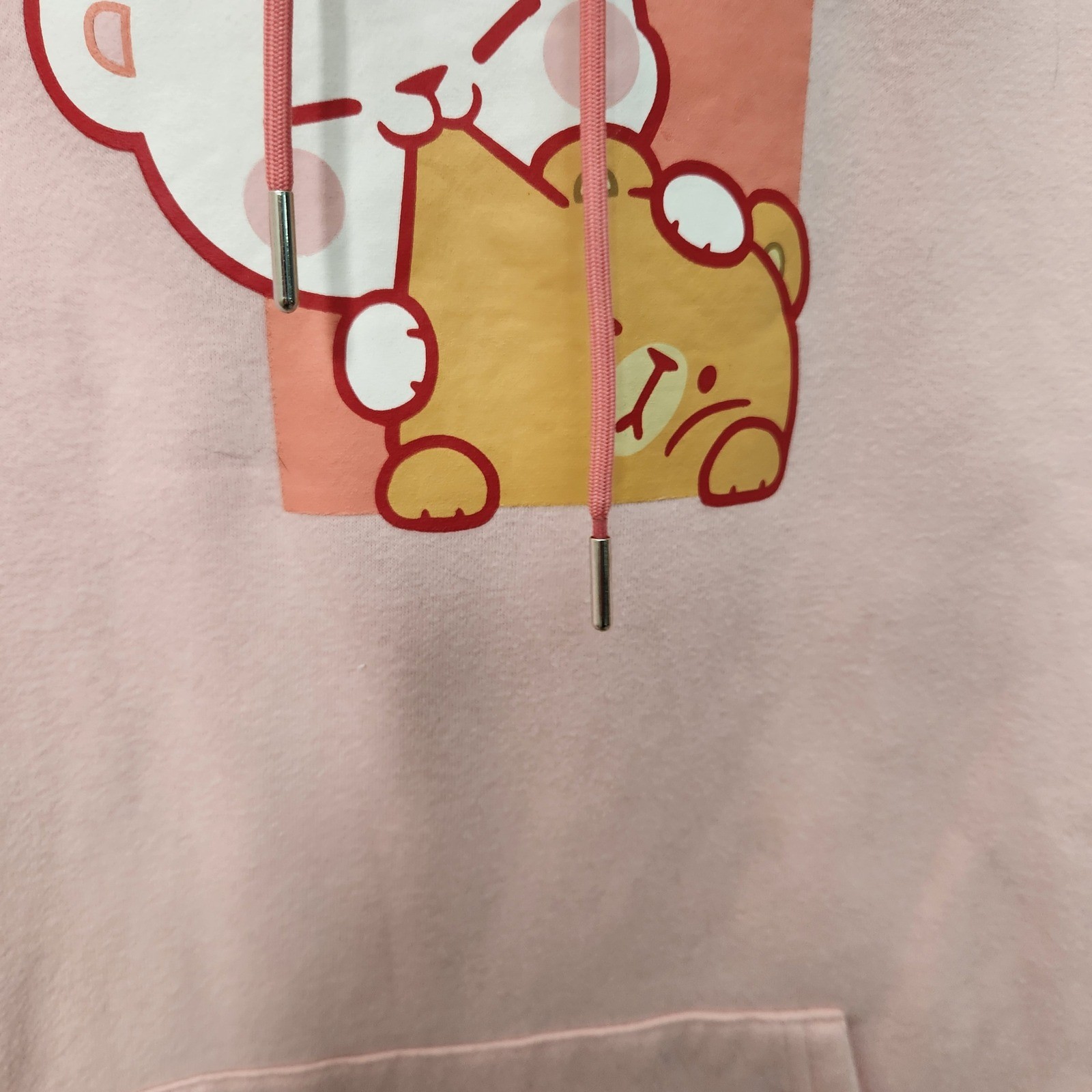 Milkmochabear Official Smooch & Snuggle Pink Fleece Hoodie Heavy Embroidered XXL
