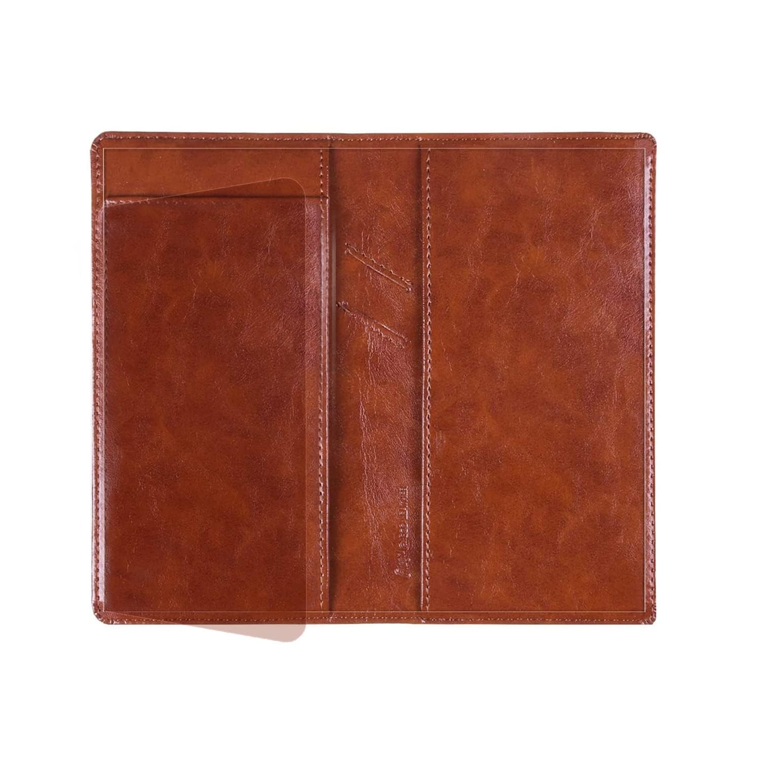 Leather Checkbook Cover: Built-In Divider, Pen Holder, RFID Blocking