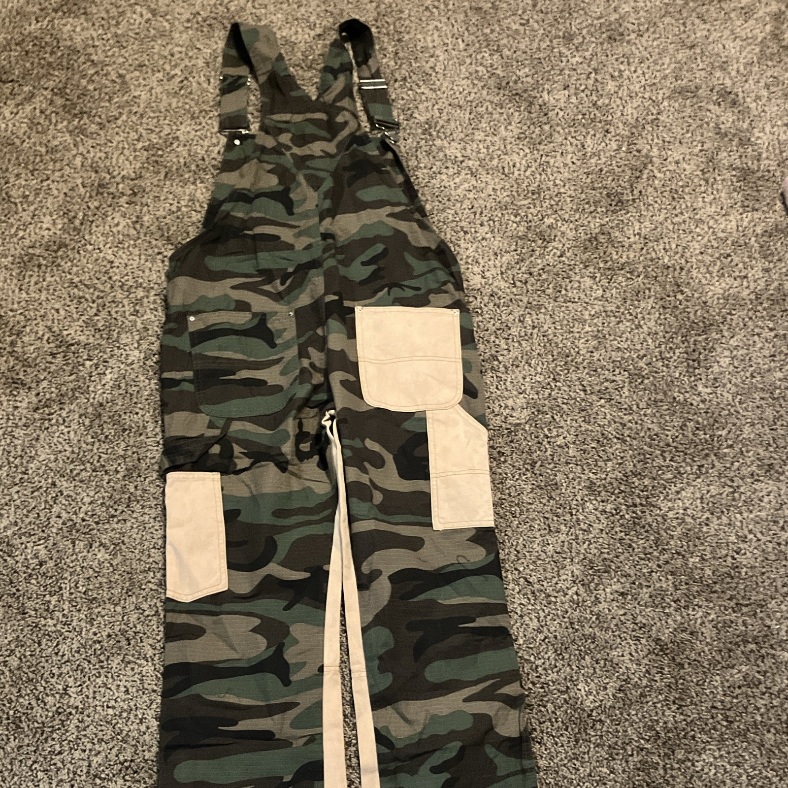 mnml Camo Cotton Bib Overalls Coveralls Jumpsuit Green Black Beige