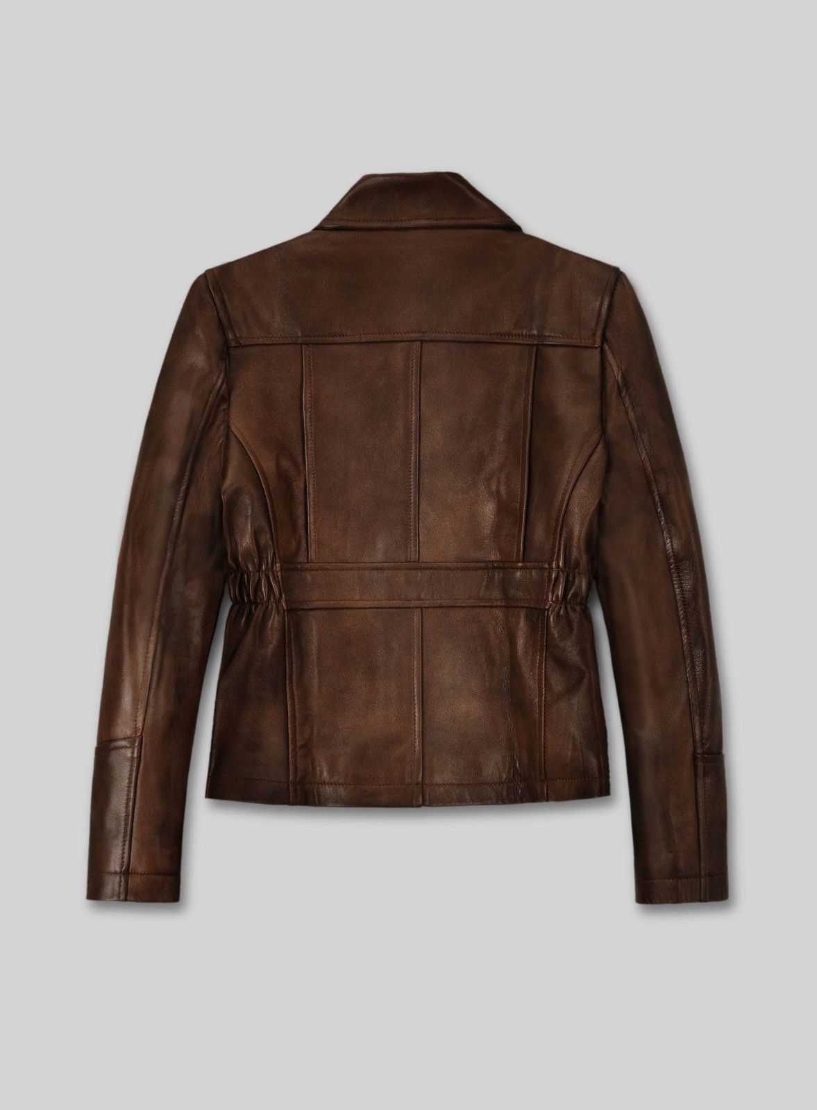 Womens Brown Real Leather Jacket Vintage Distressed Utility Field Military Coat