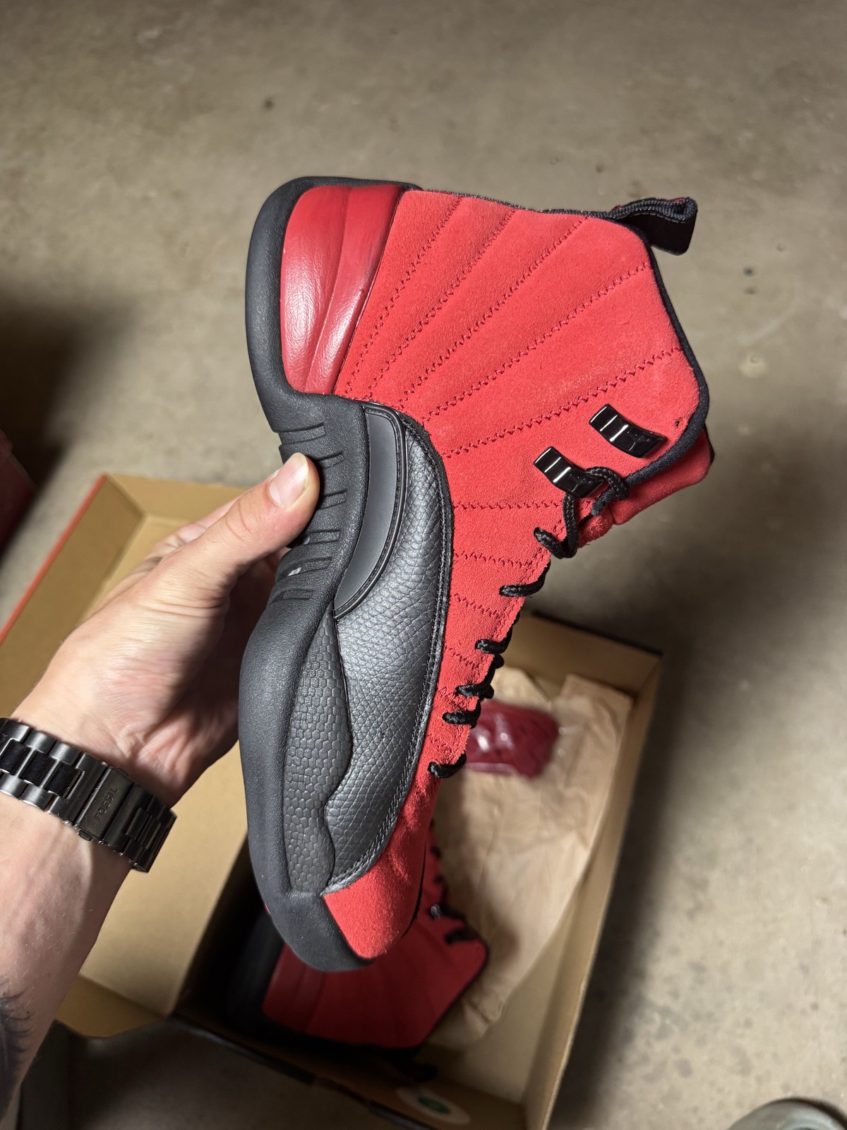 Size 8M/9.5W – Jordan 12 Retro Reverse Flu Game CT8013-602 Pre-Owned