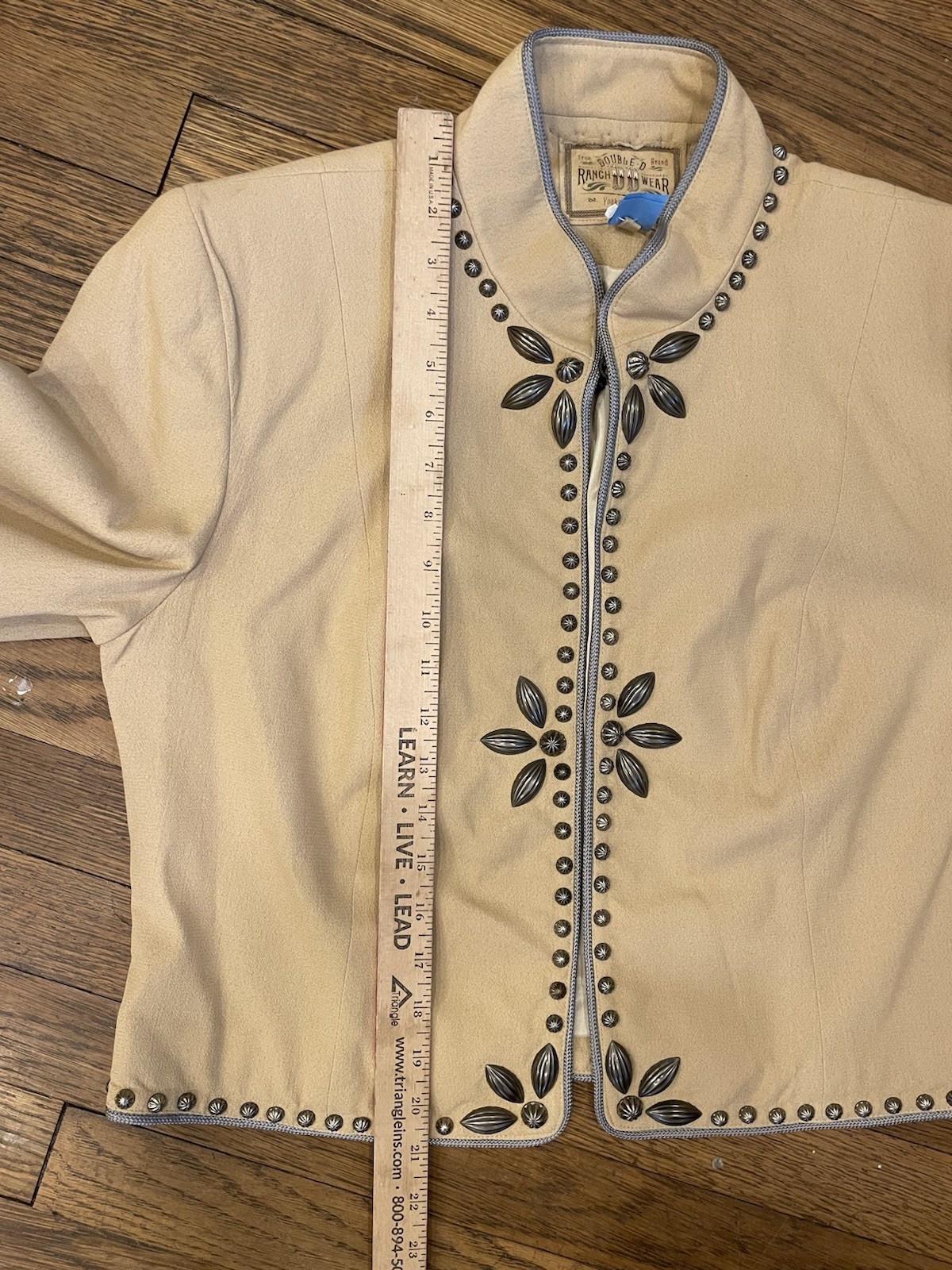 Double D Ranch Gold Tan Studded Blazer Jacket Brown Detailing cropped western M