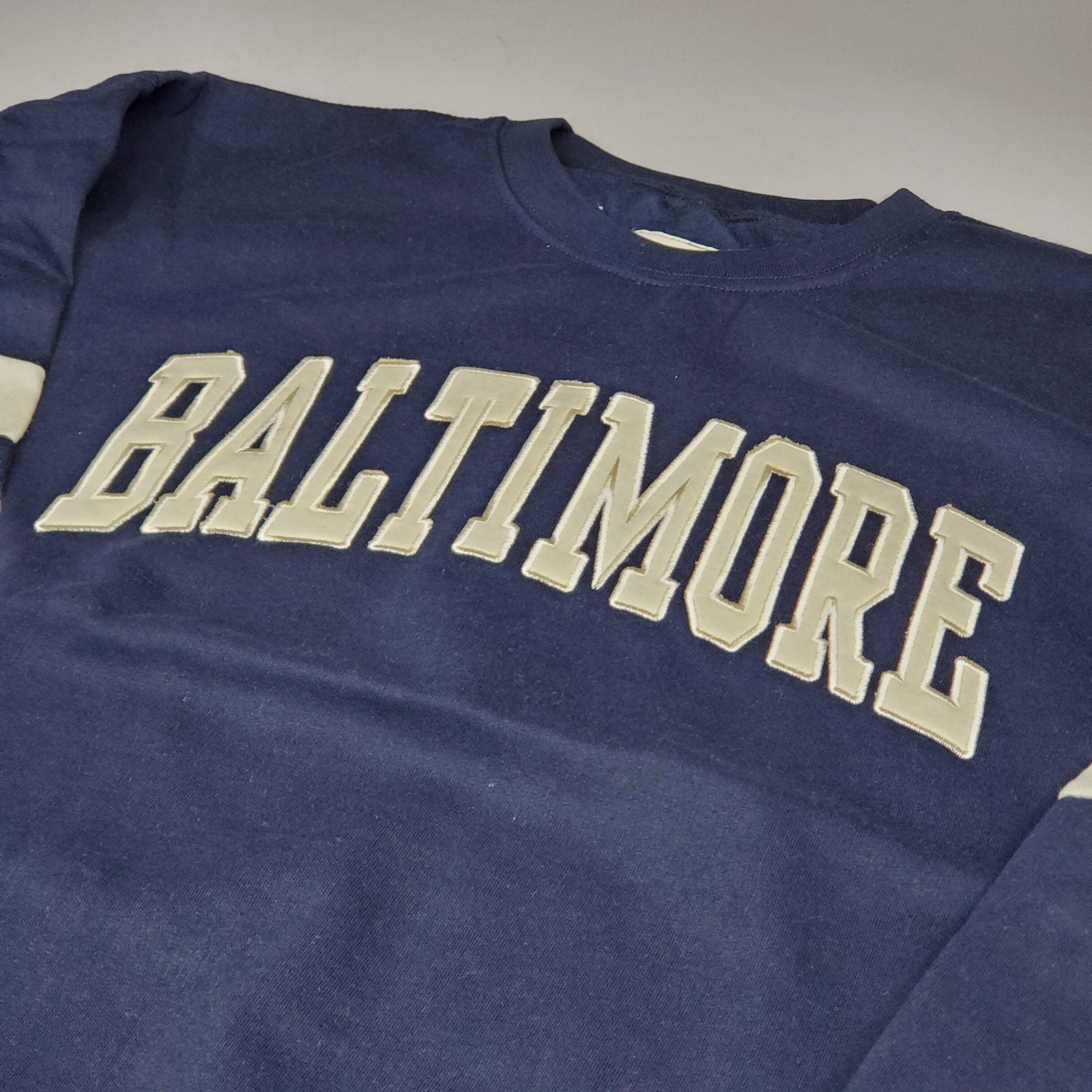 NEW YORK POPULAR Baltimore Crew Neck Pullover Sweater Navy Blue SZ S NY253