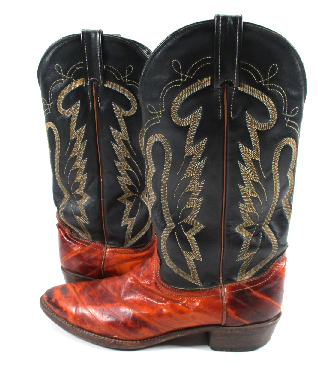 Vtg J. Chisholm Rare EXOTIC Leather Pattern Men’s Western Boots Sz 10 EE USA