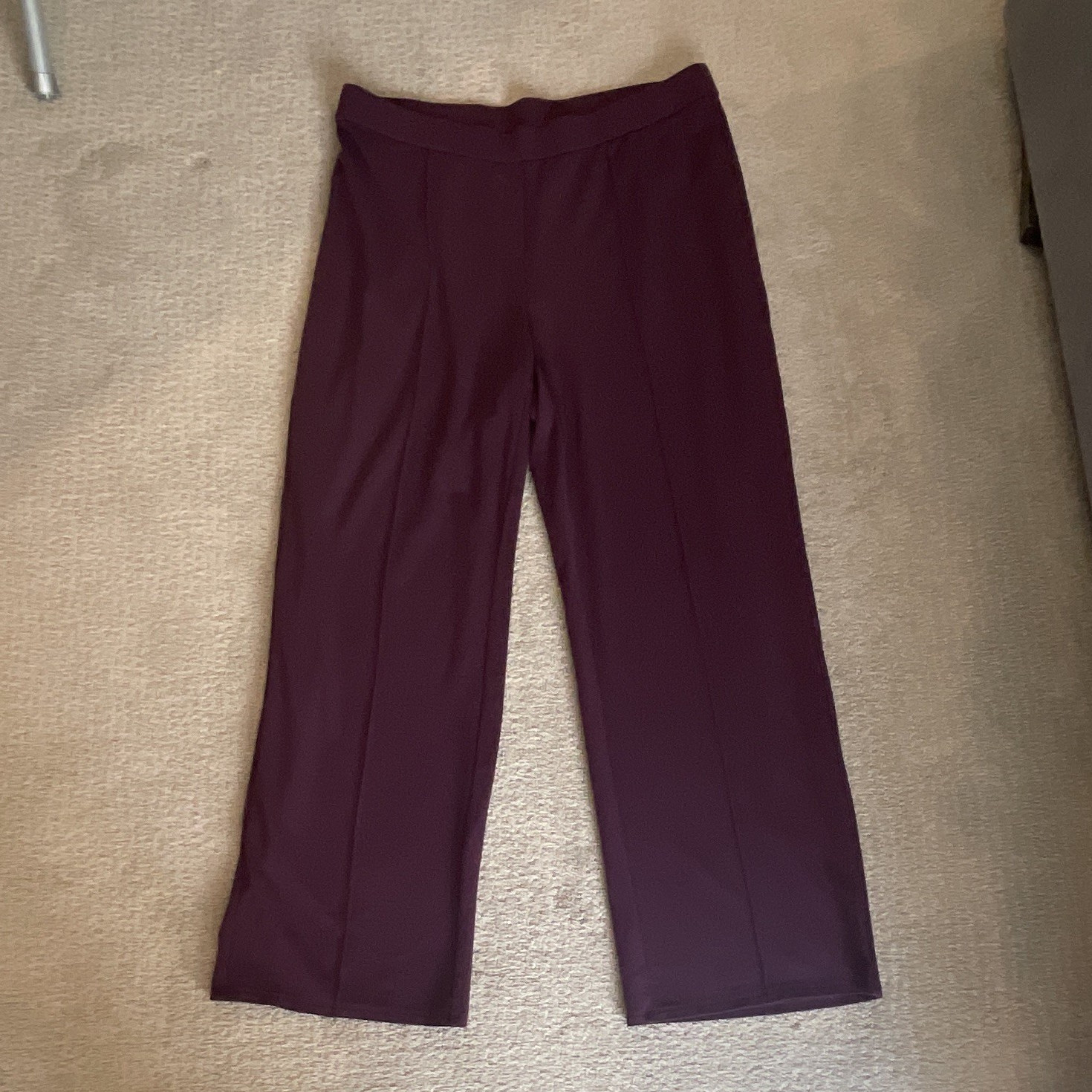 Women’s Purple Straight Leg Dress Pants Knit Polyester Flat Front Mid Rise M