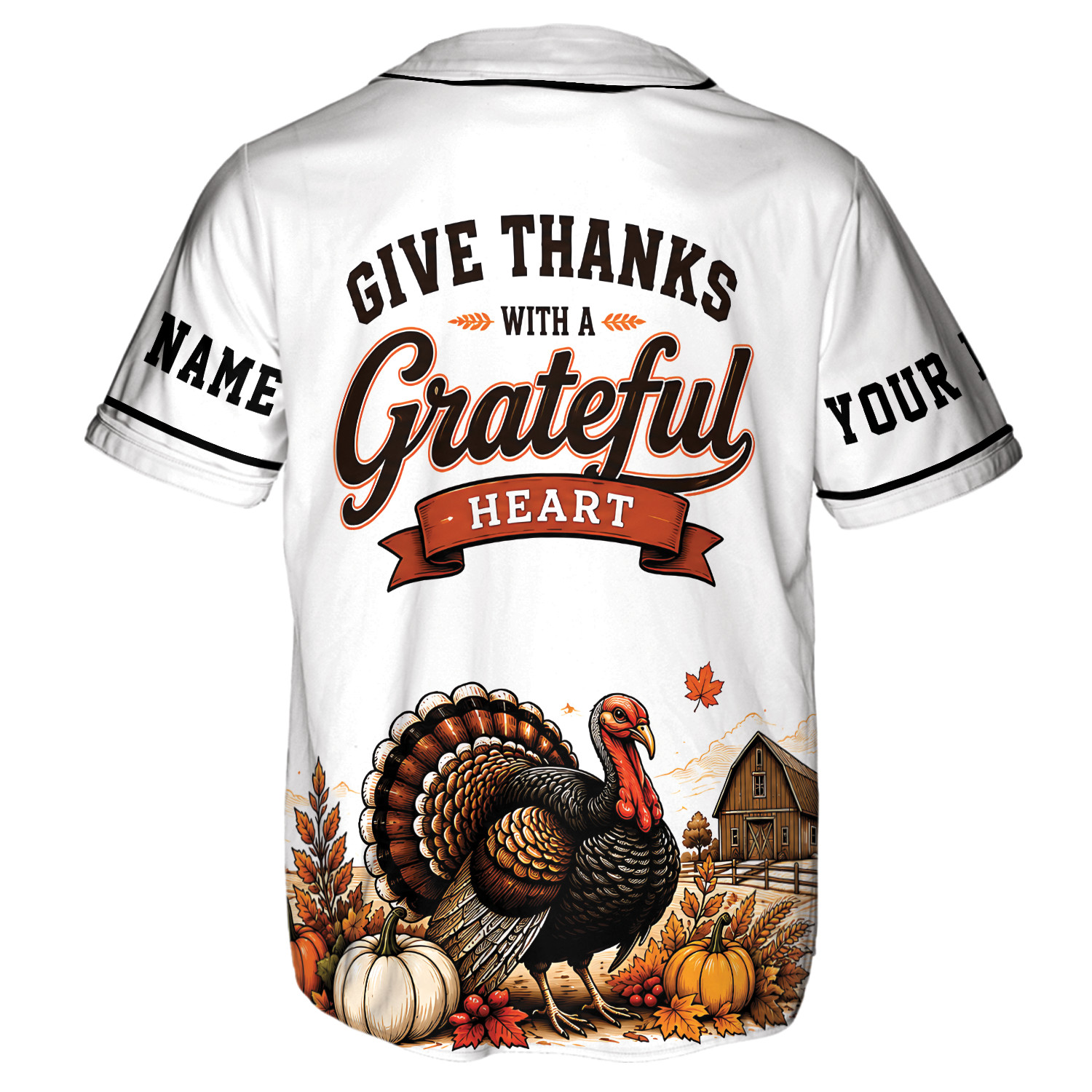 Personalized Thanksgiving Baseball Jersey Christian Cross Pumpkin Fall Gift Tee