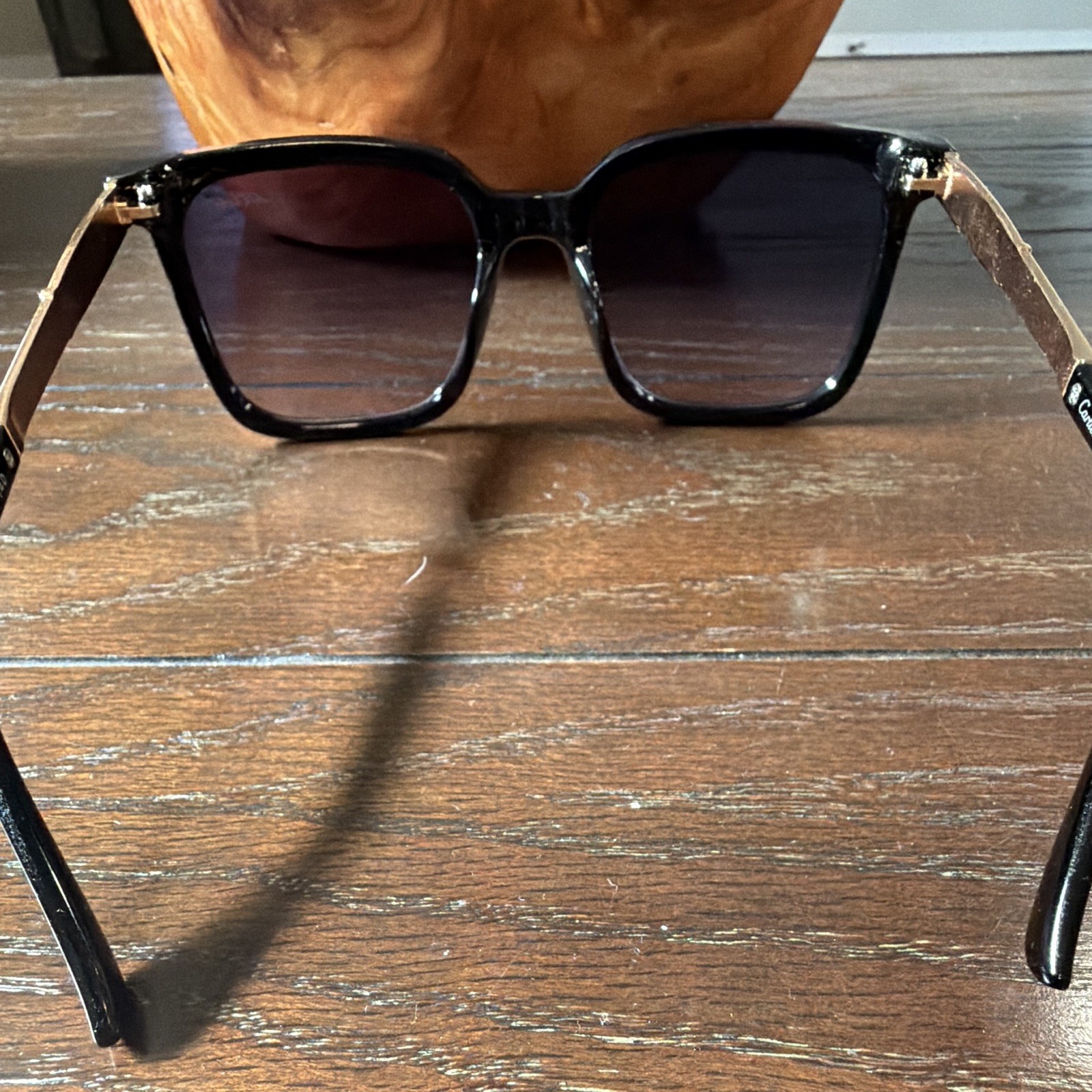 Cartier Square Sunglasses Black Frame Brown Tinted Lenses UV400 8038 145mm
