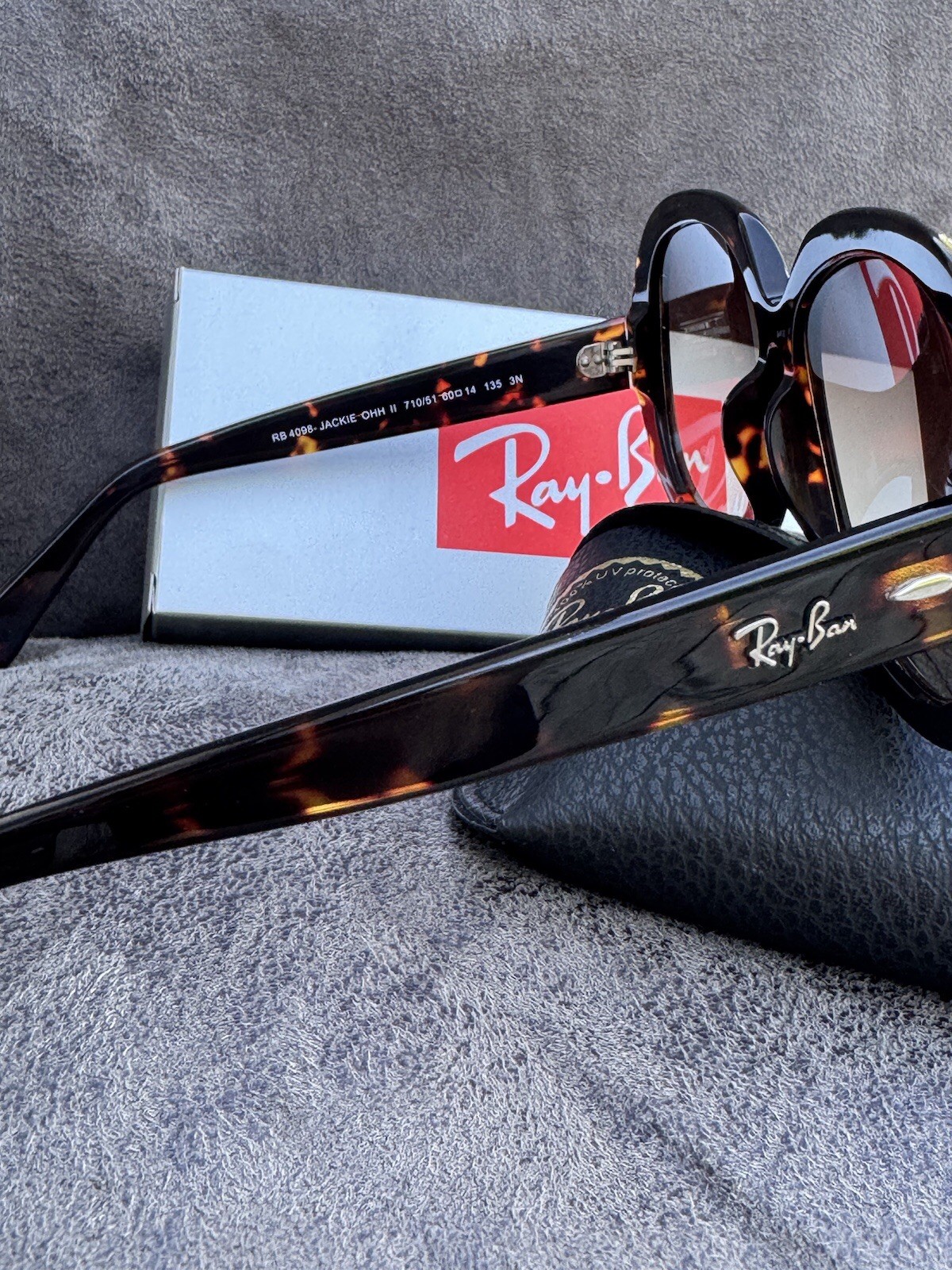 New Ray-Ban Jackie Ohh II Tortoise/ Gradient Brown 60mm Sunglasses RB4098