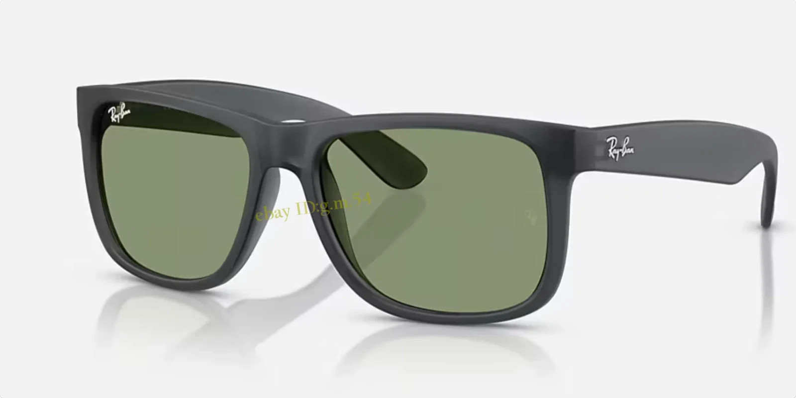 Ray-Ban Justin Classic RB4165 Matte Opal Grey Nylon Green Lens Sunglasses 54 UV