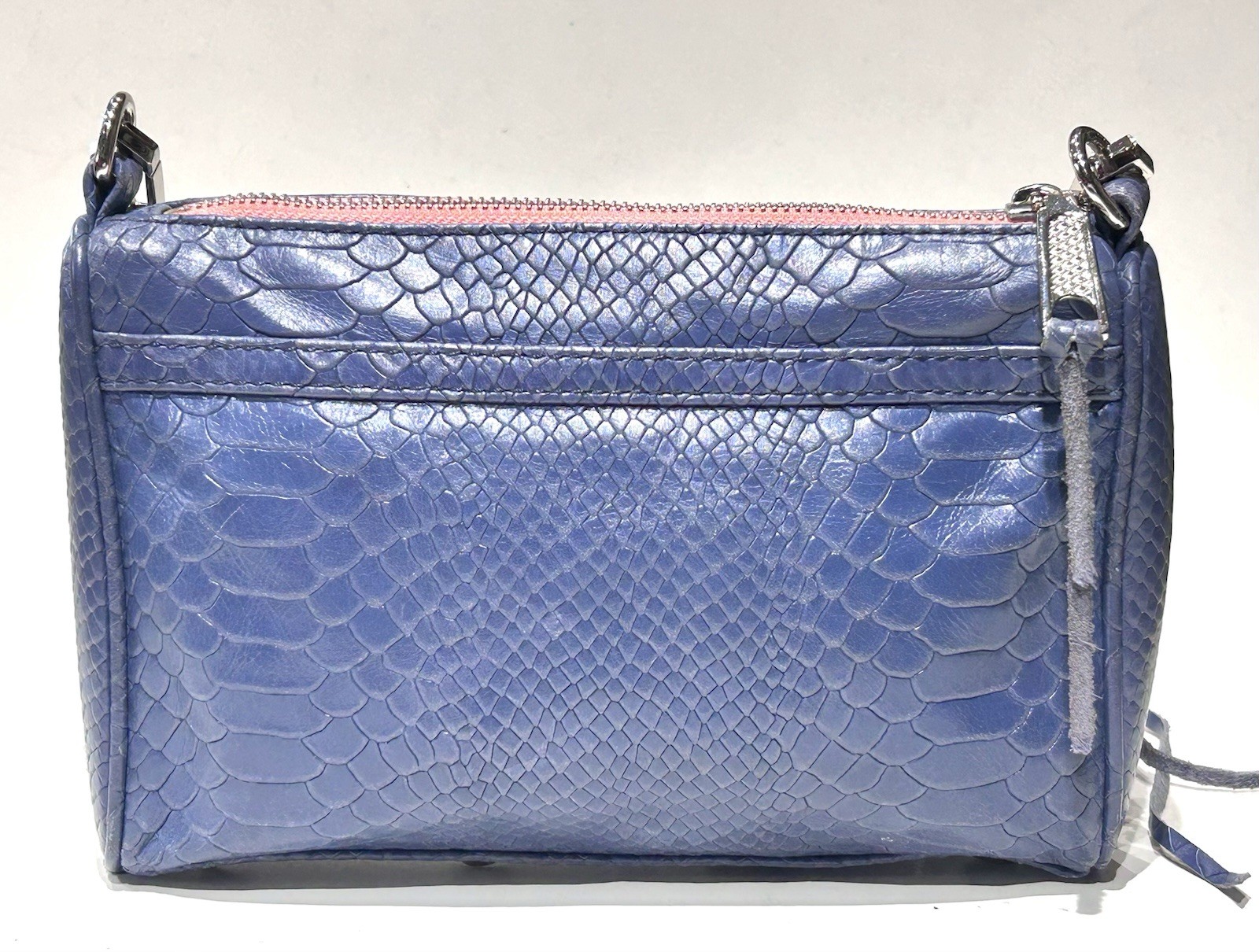 Rebecca Minkoff Mini MAC Twilight Blue Croc Embossed Leather Crossbody Clutch