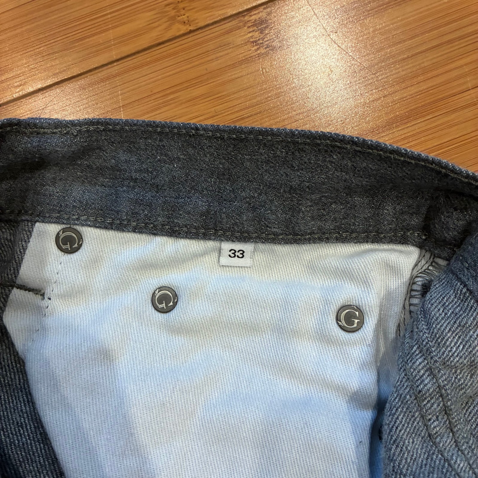 Gustin California Straight Raw Men’s Grey Jeans 31×32 Selvedge Denim