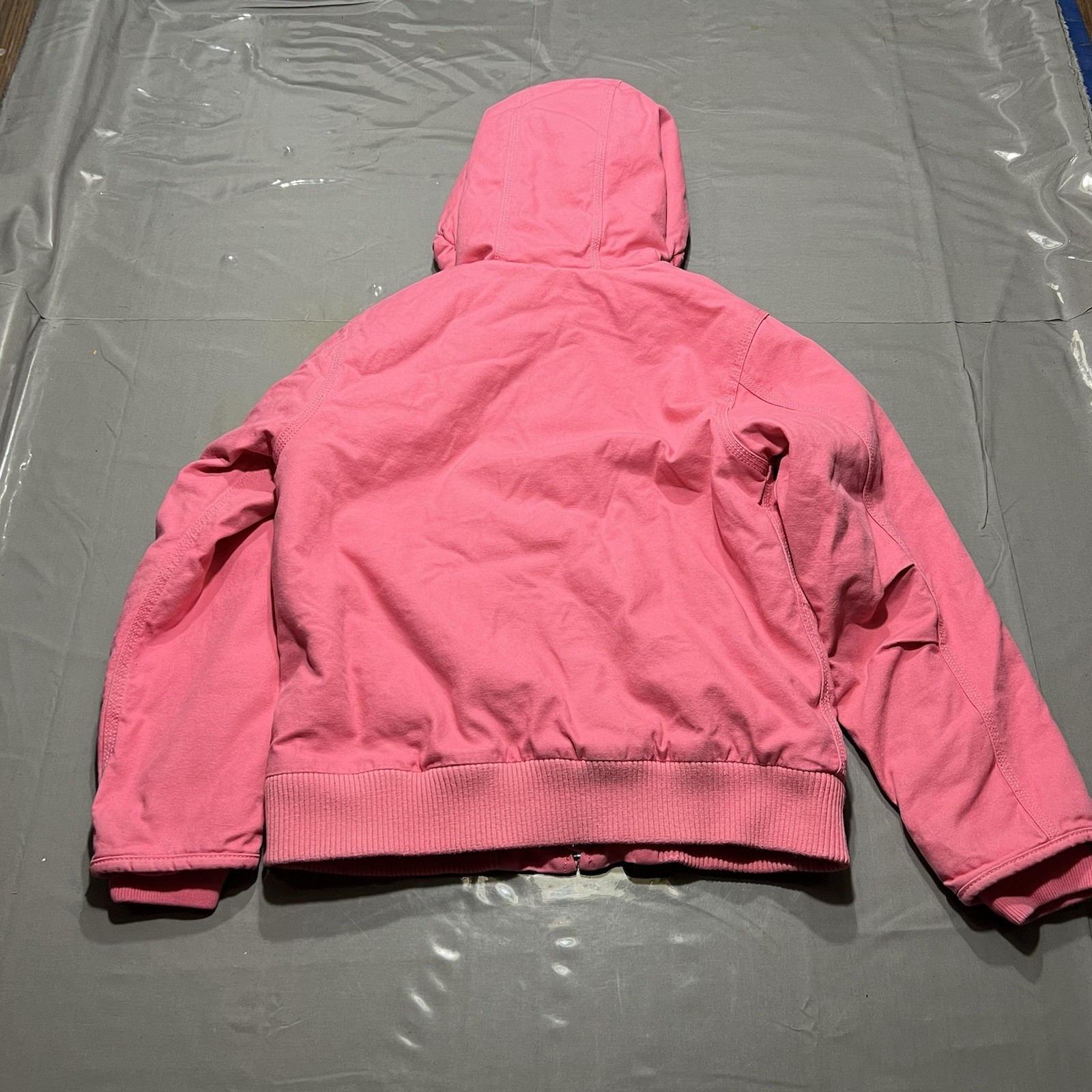 Carhartt OJ9564-G Girls Medium (10-12) Sherpa Hooded Jacket Pink Canvas Full Zip