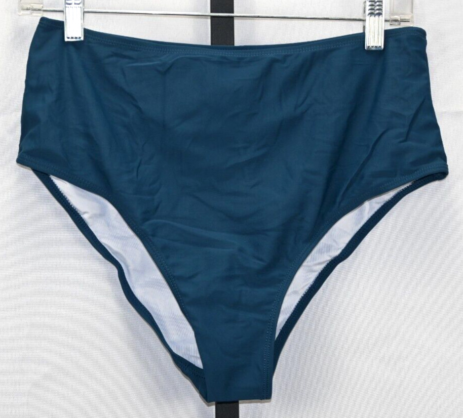High Waist Blue Green Color Size L Bikini Bottom NWOT 80% Nylon 20% Spandex