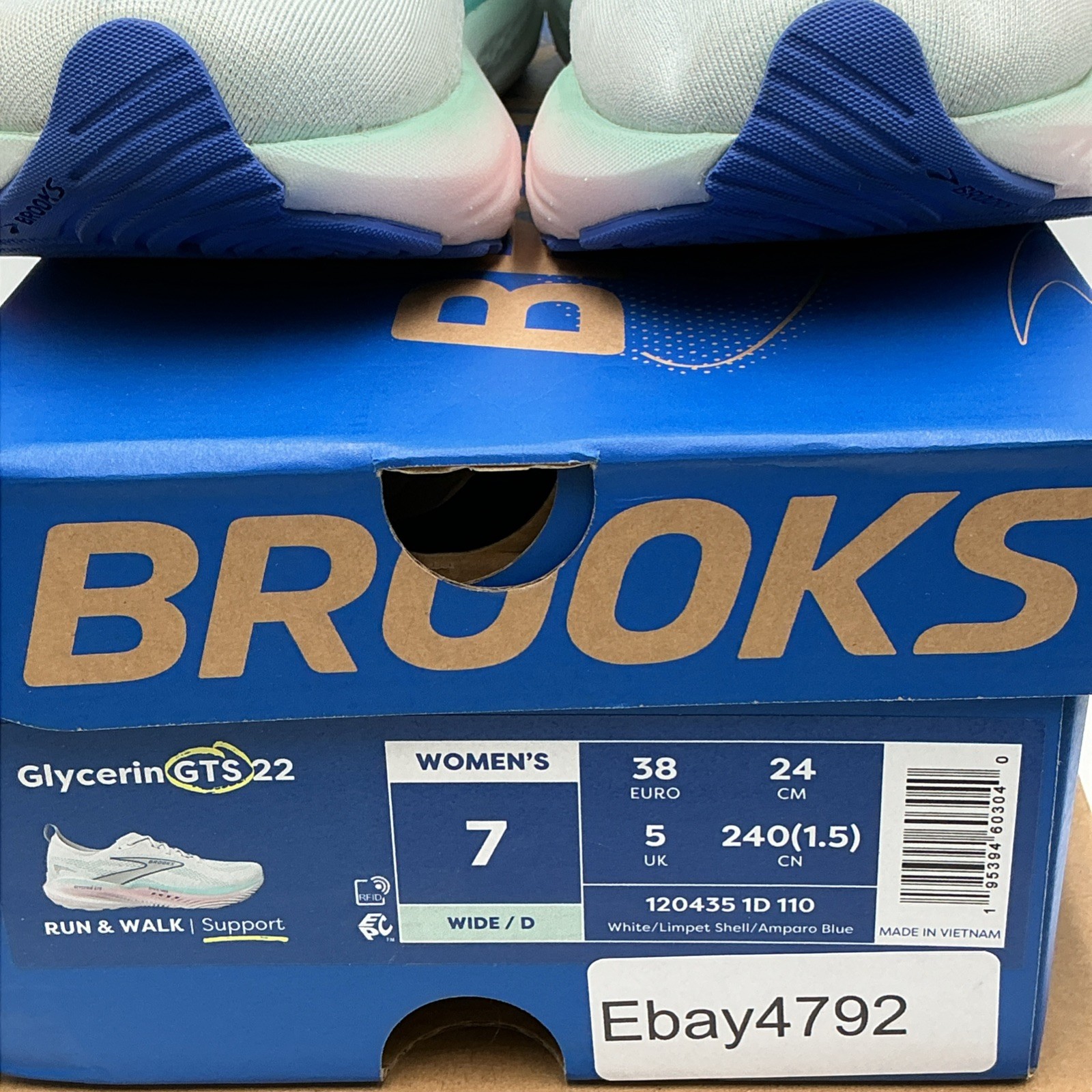 Brooks Glycerin GTS 22 120435-1D-110 Women’s US 7 D White Running Shoes Eby4782