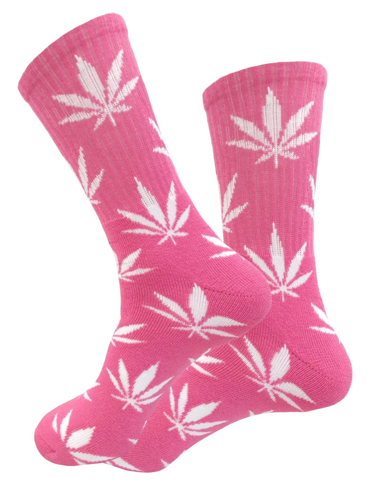 3 PK LONG WEED SOCKS LEAF CANNABIS SIZE 10-13 PINK WHITE TRUE TO SIZE (51)