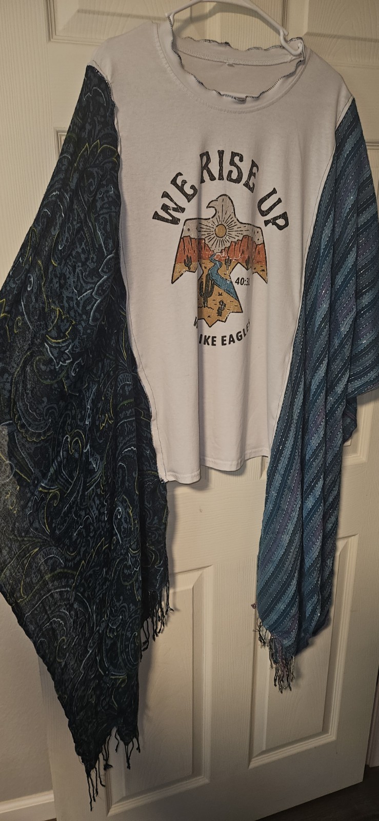 Christian Handmade Upcycled Poncho Free SzUp to 5x Women’s Boho Hippie Isaiah