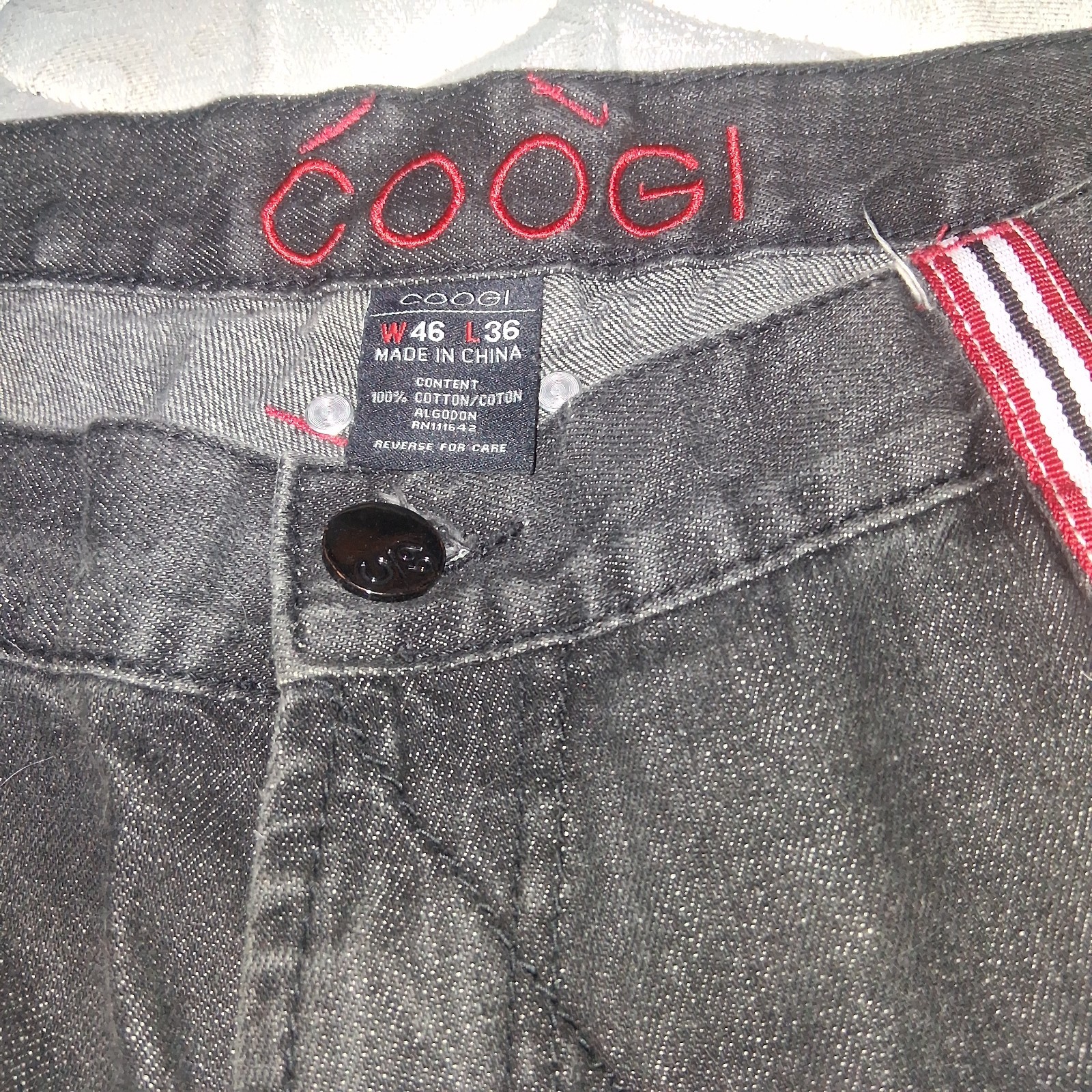 Vintage COOGI Australia Black Baggy Denim Jeans Anchor Patch Size 46×26 Y2K