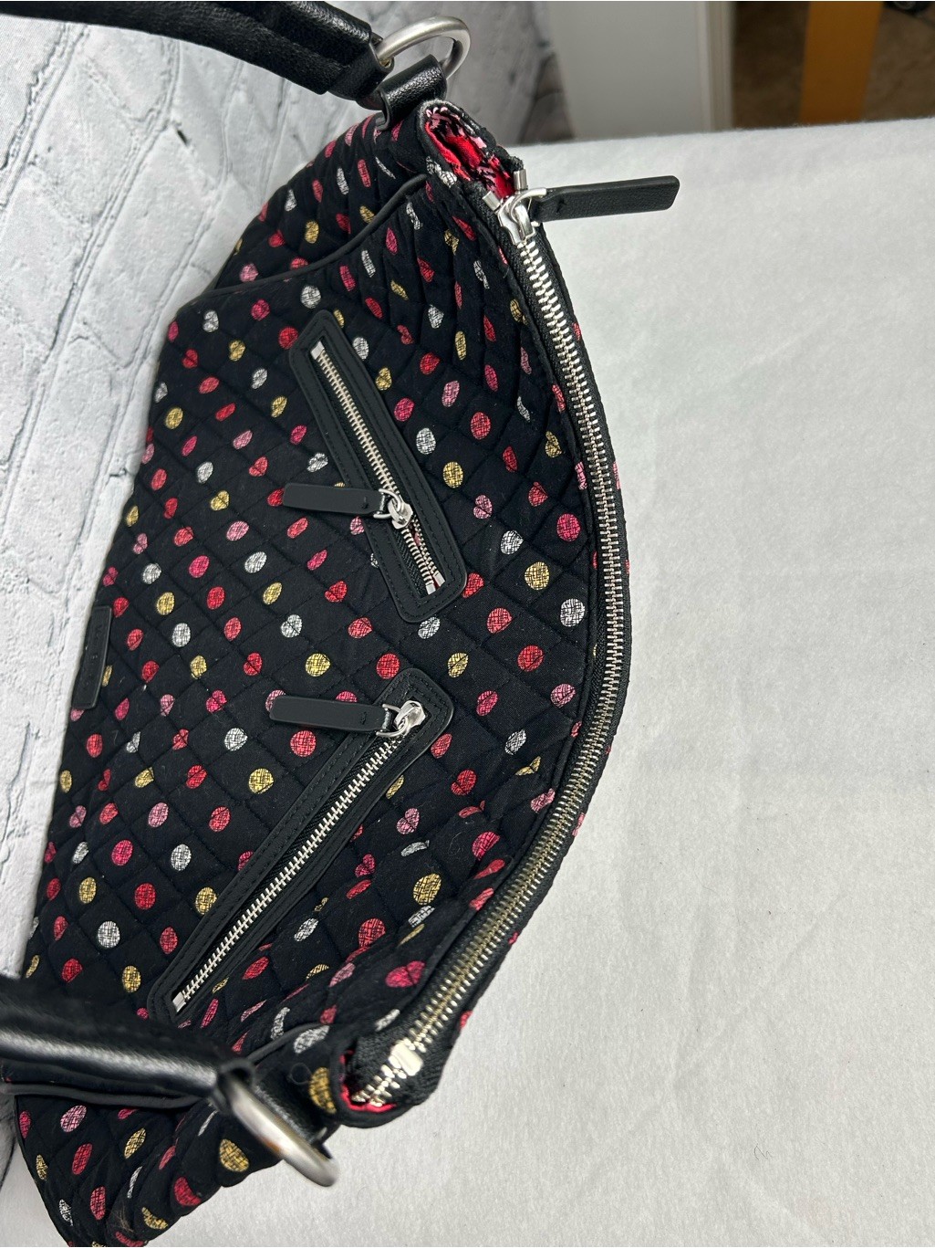 Vera Bradley Quilted Hobo Bag Polka Dot Floral Lining