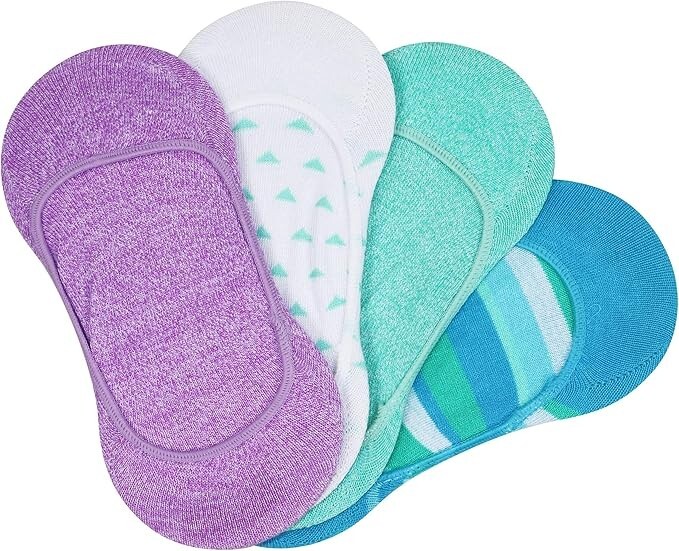 HUE 4pkValue Low cut liner sneaker Socks silicone gel no slip heel Blue