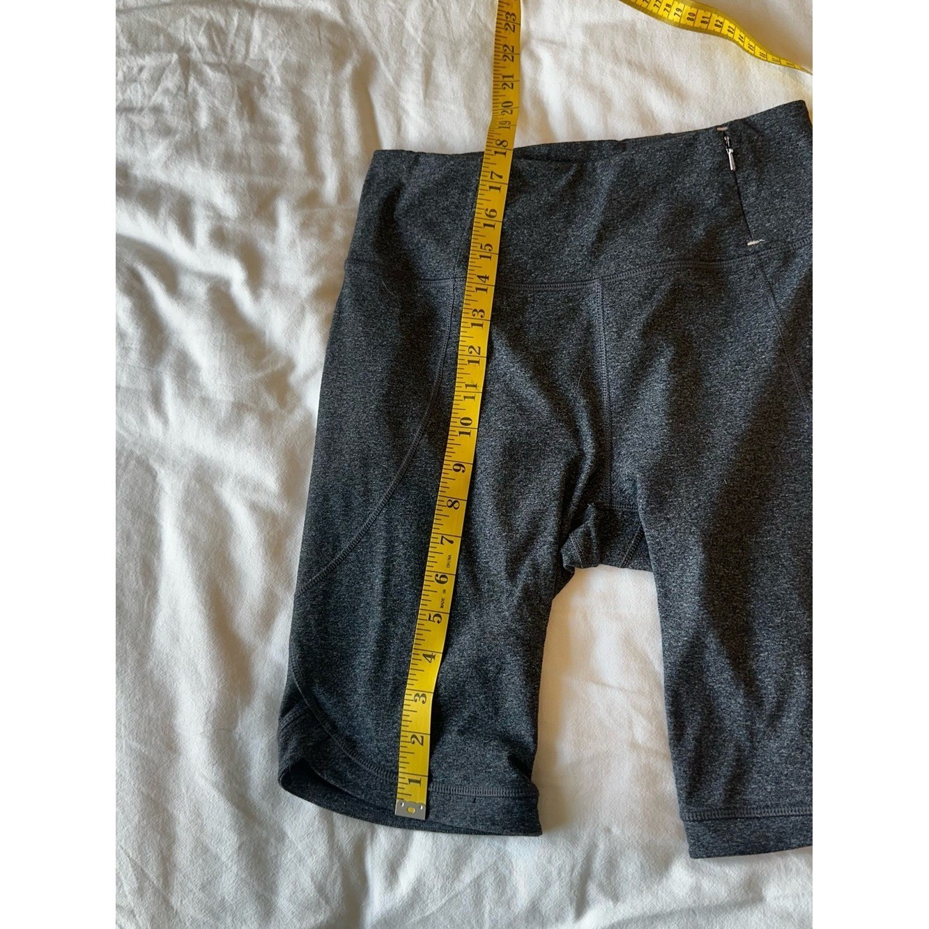 CALIA Essential Charcoal Heather Mid Rise Bike Shorts Zip Pocket S